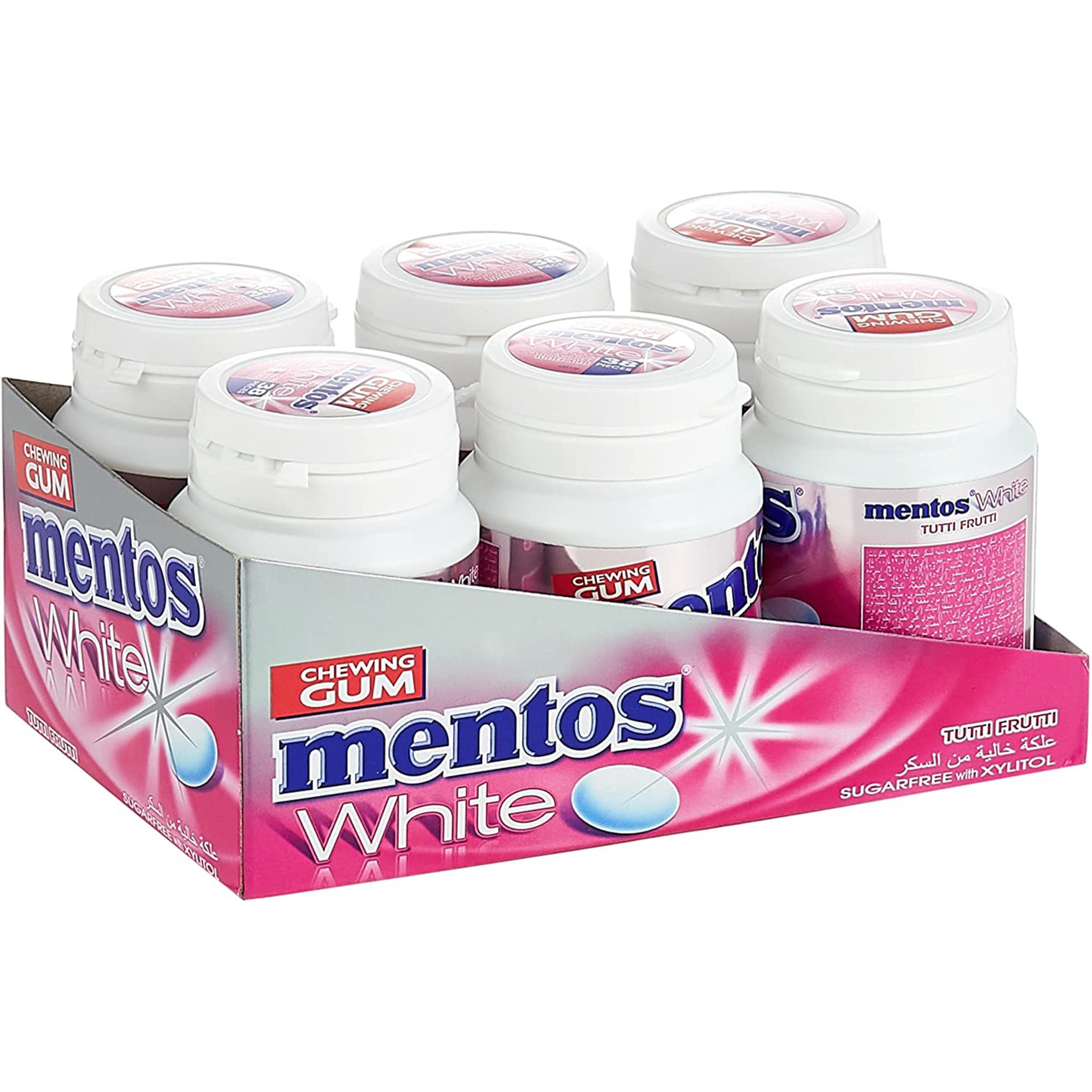 Mentos White Tutti Frutti Gum 38 Pieces Bottle