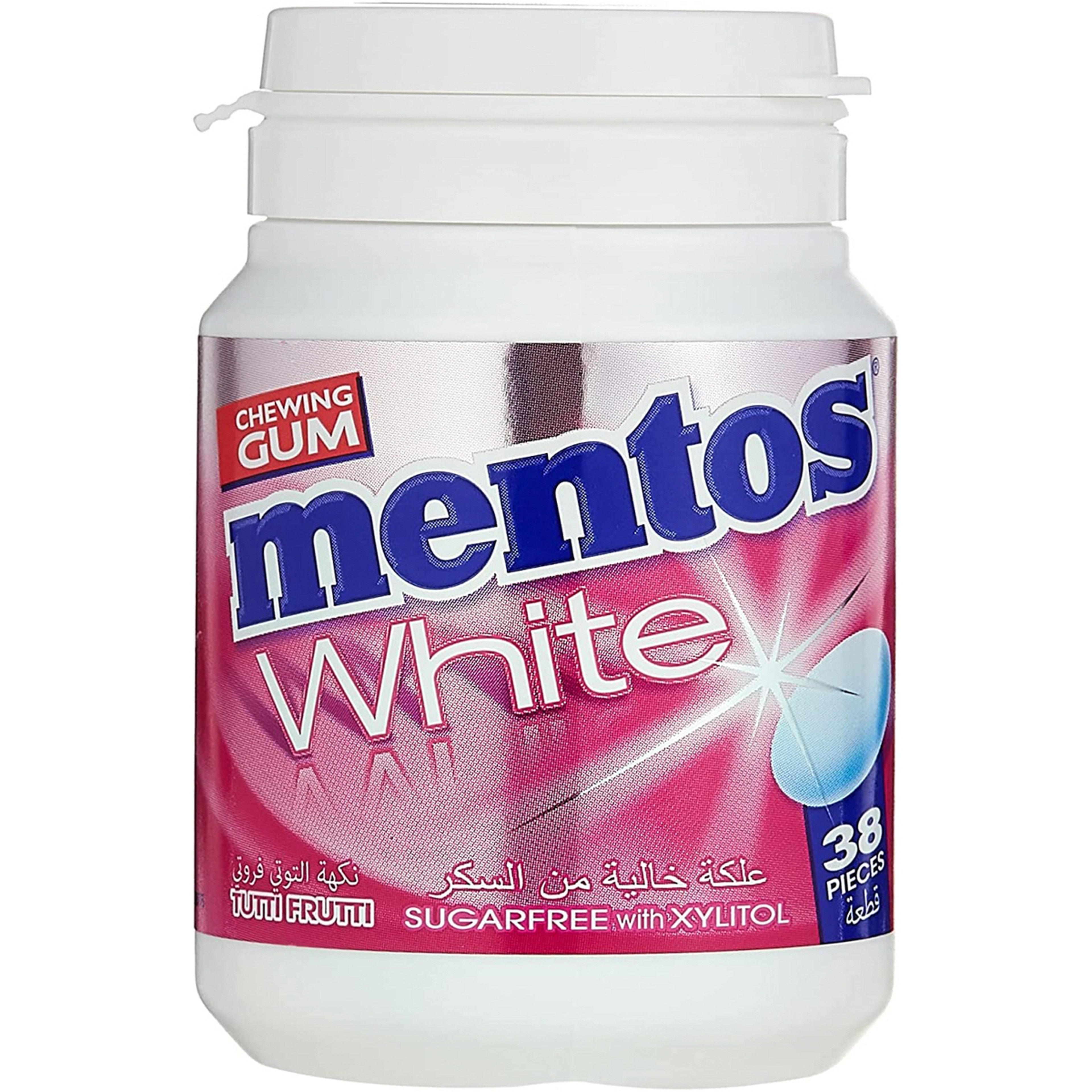 Mentos White Tutti Frutti Gum 38 Pieces Bottle