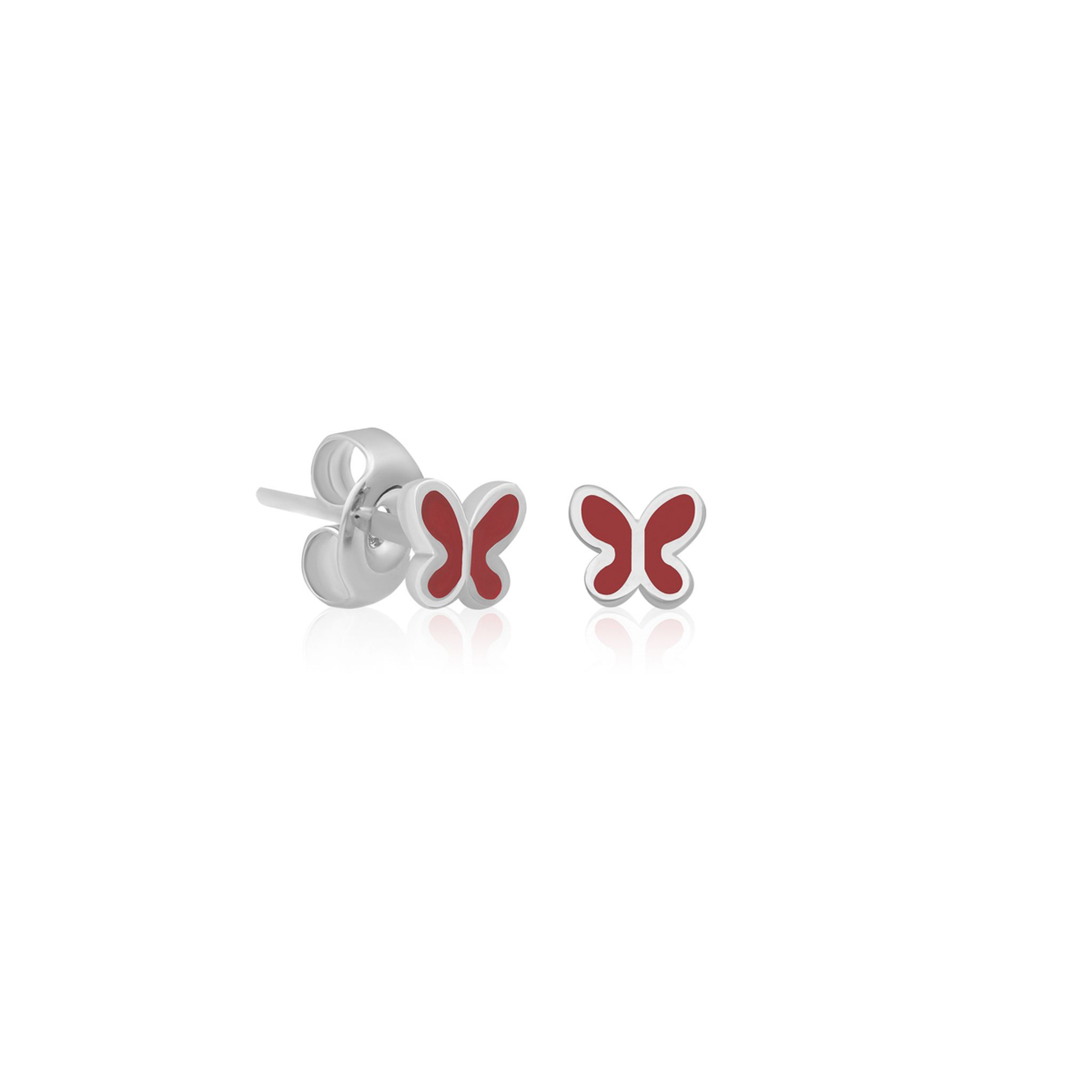 Navaro Earrings Baby - Neb-S107 Red Butterfly Silver