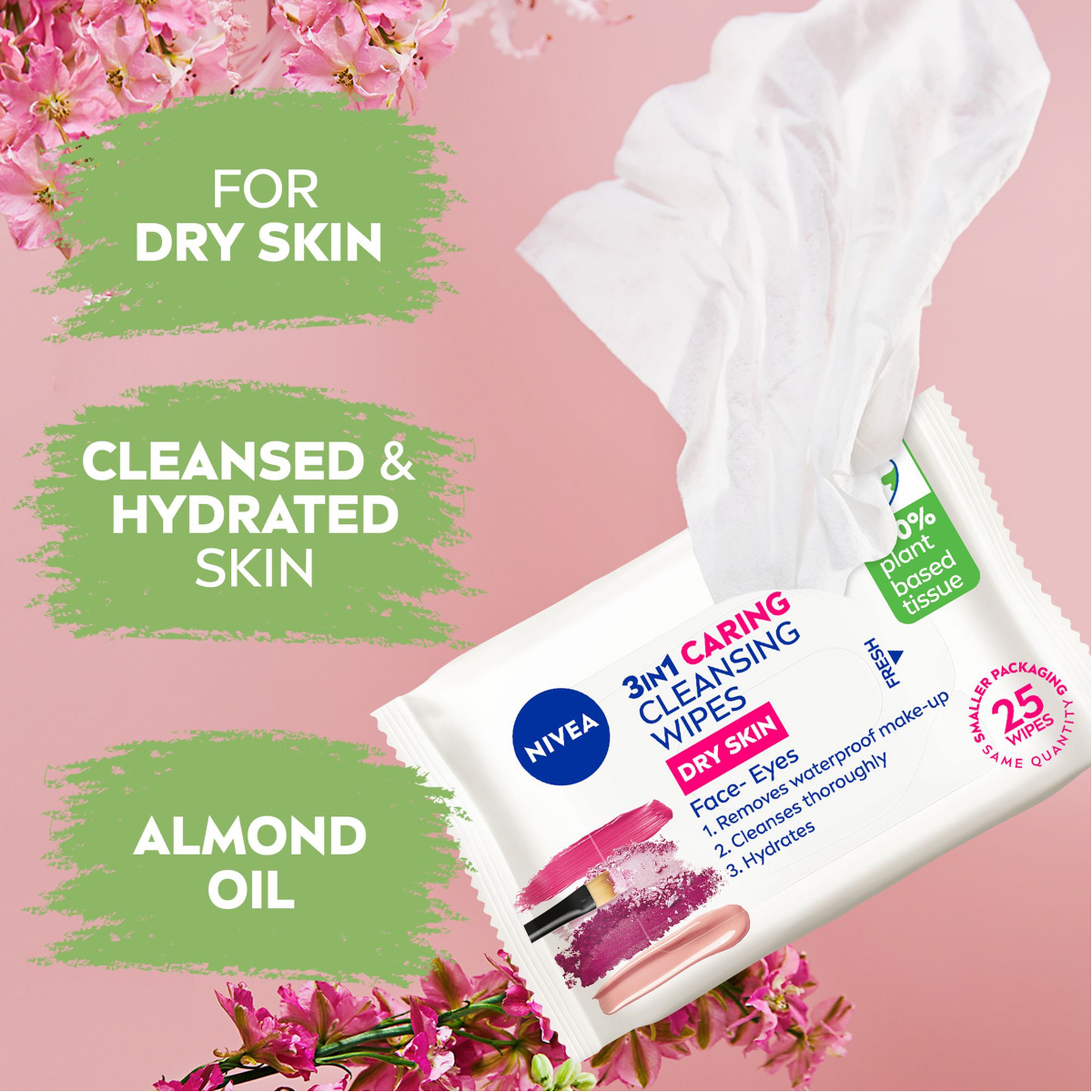 نيفيا مناديل التنظيف اللطيف ٣ في ١ - ٢٥ منديل