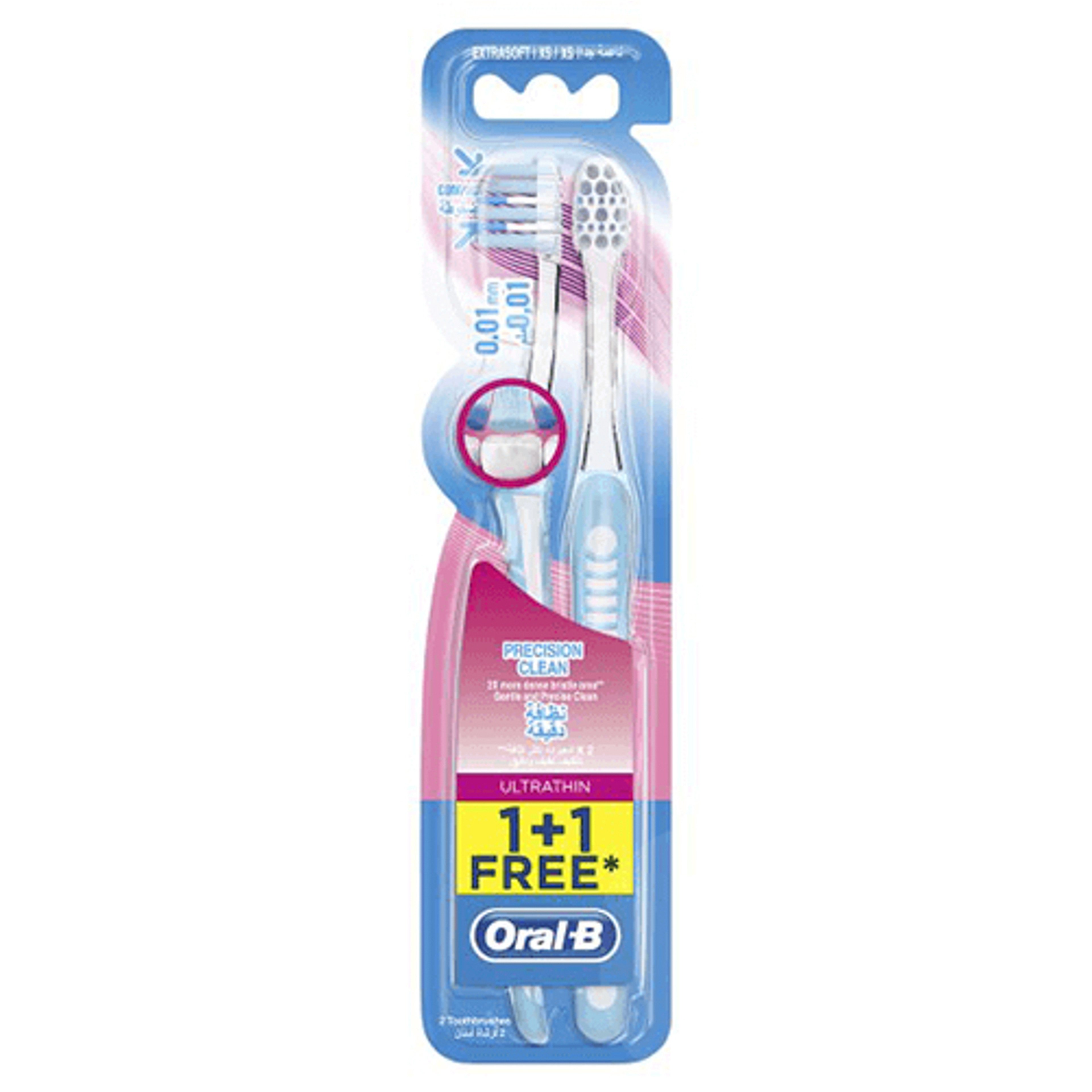 Oral-B Precision Clean Toothbrush, Extra Soft, 1+1 Free