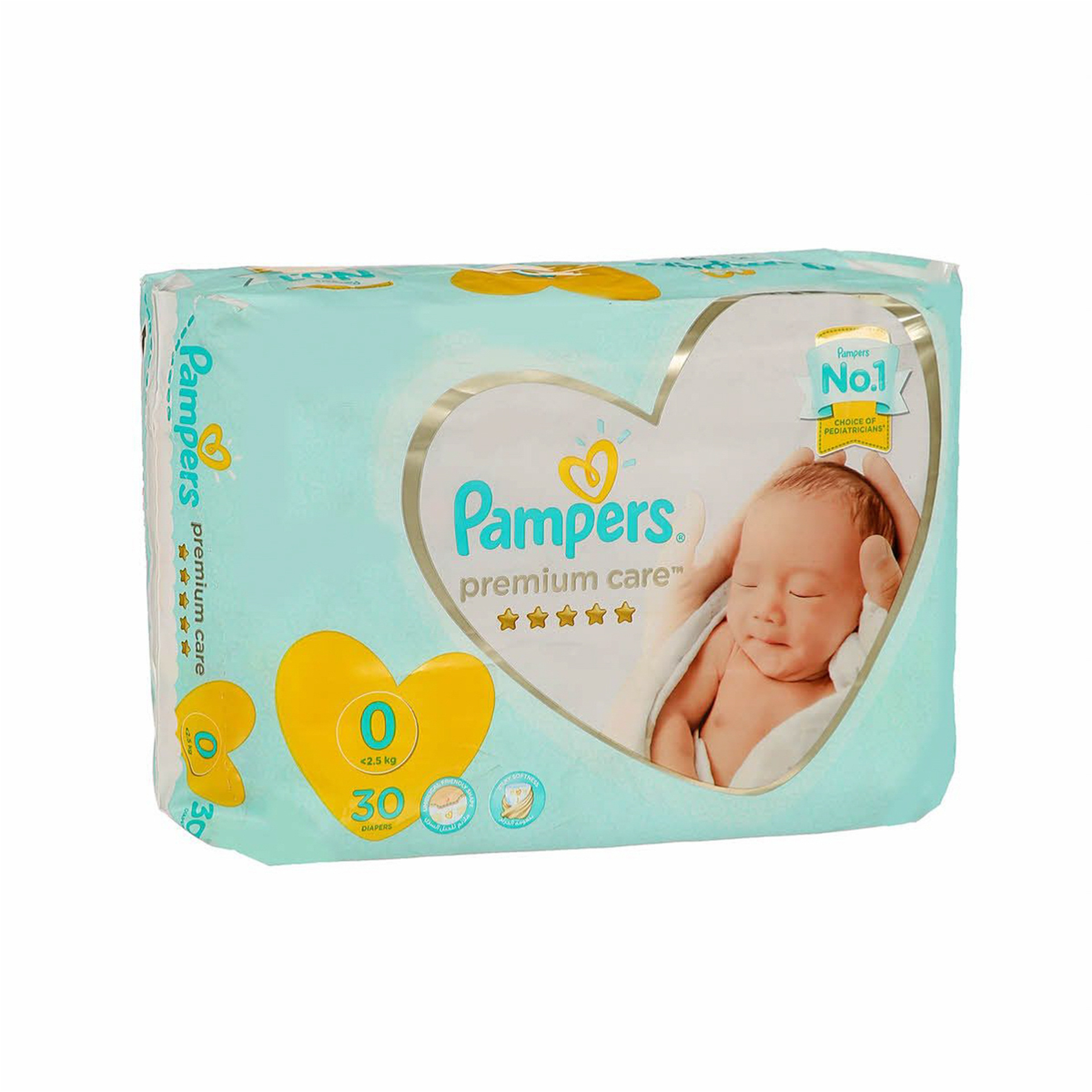 Pampers Premium Care , Size 0 (Newborn, <2.5Kg) - Carry Pack, 30 Diapers
