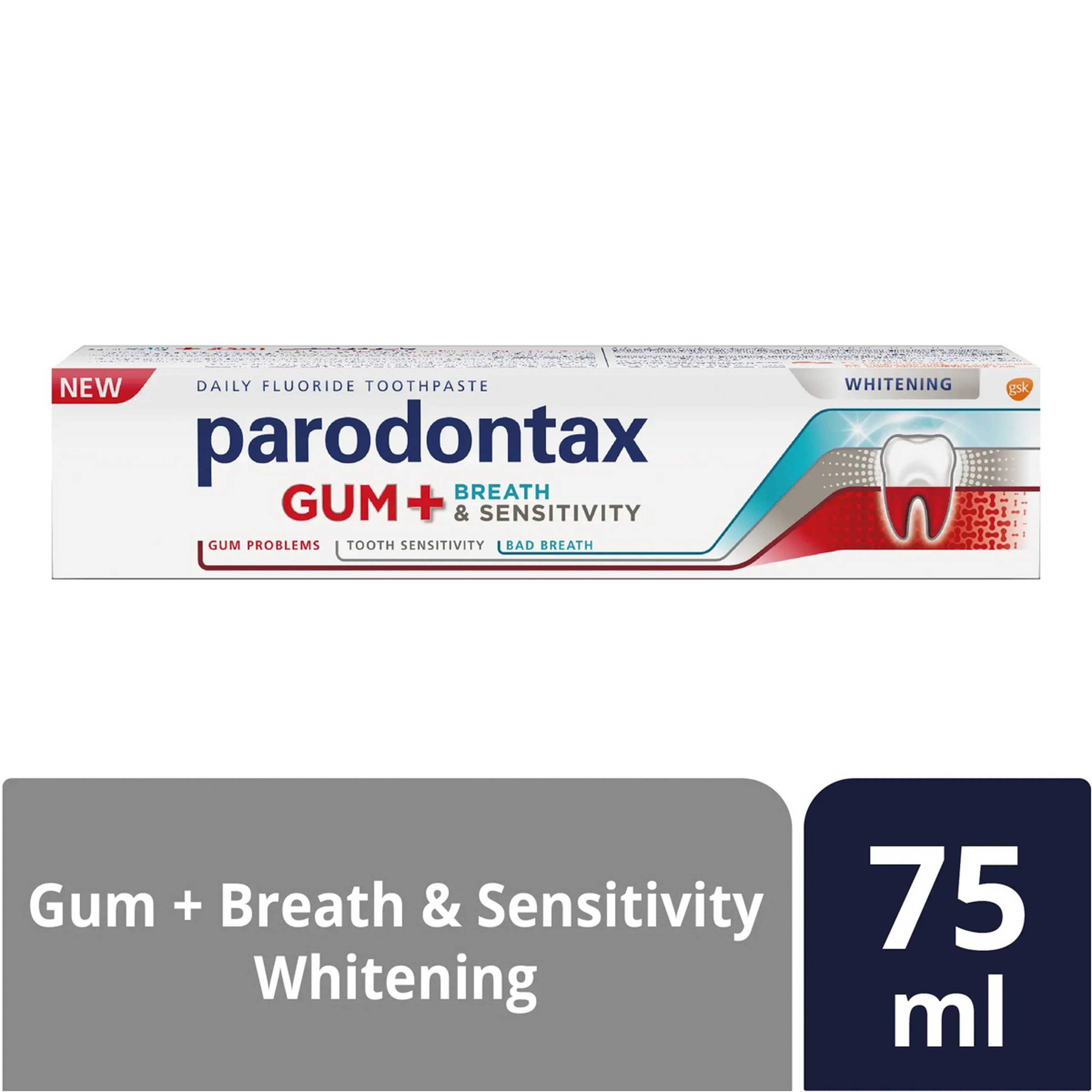 Parodontax Toothpaste For Gums, Breath, Sensitivity & Whitening, 75 Ml