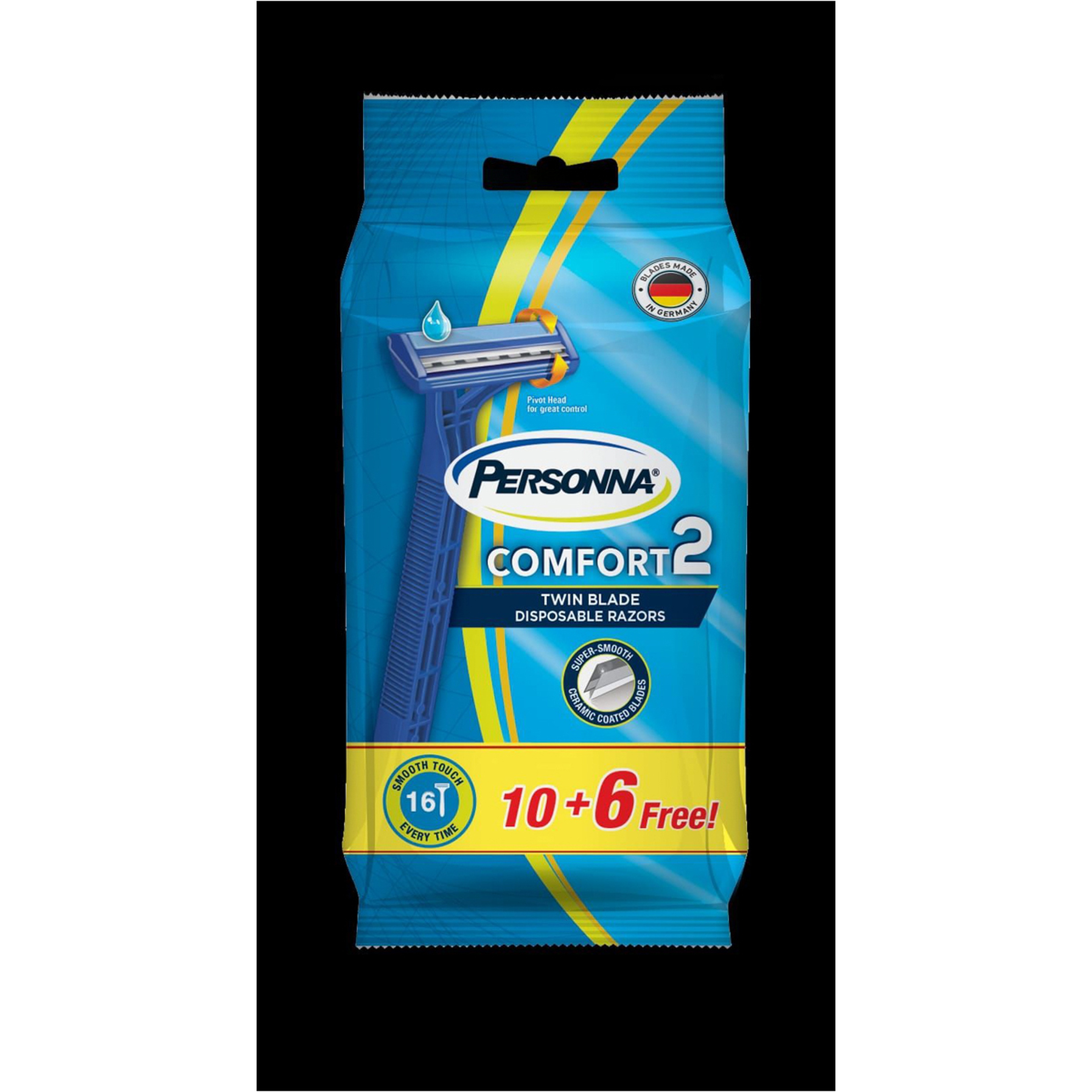 شفرات الحلاقة كمفورت تو من بيرسونا للرجال 10+6 مجانا