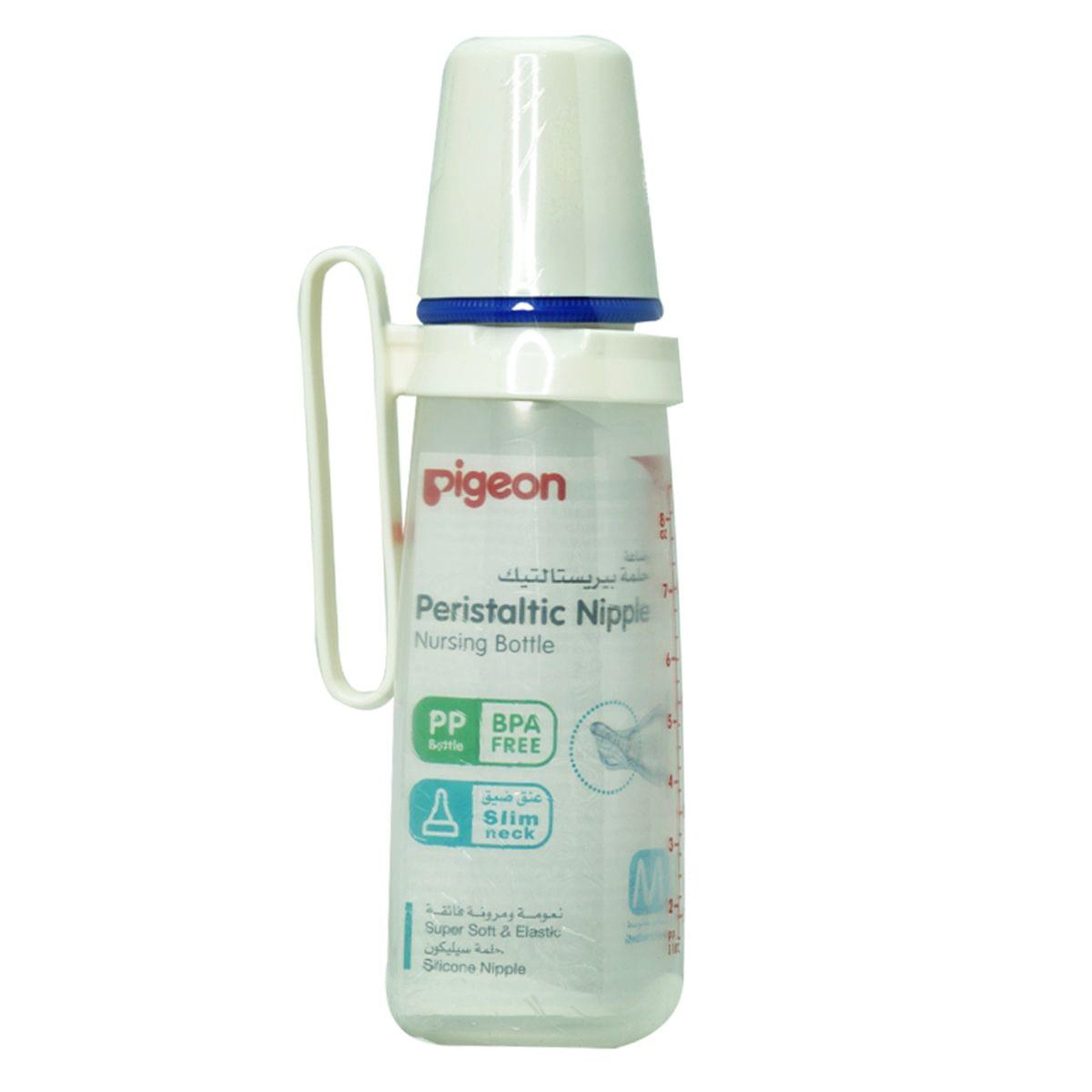 Pigeon Plastic Feeding Bottle With Handle Clear - 240Ml (Slim Neck)