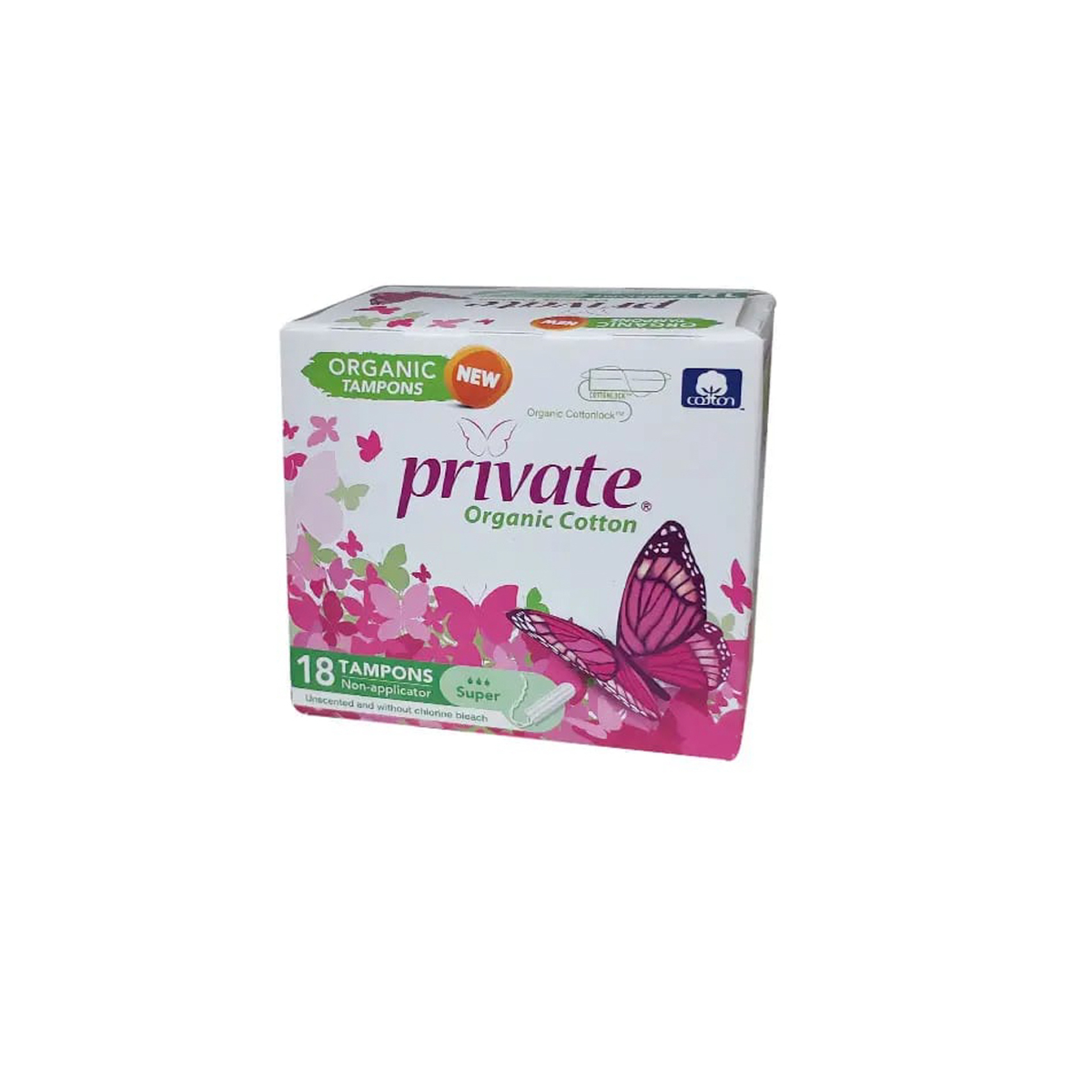 Private Organic Cotton Tampons Super Size, Unscented