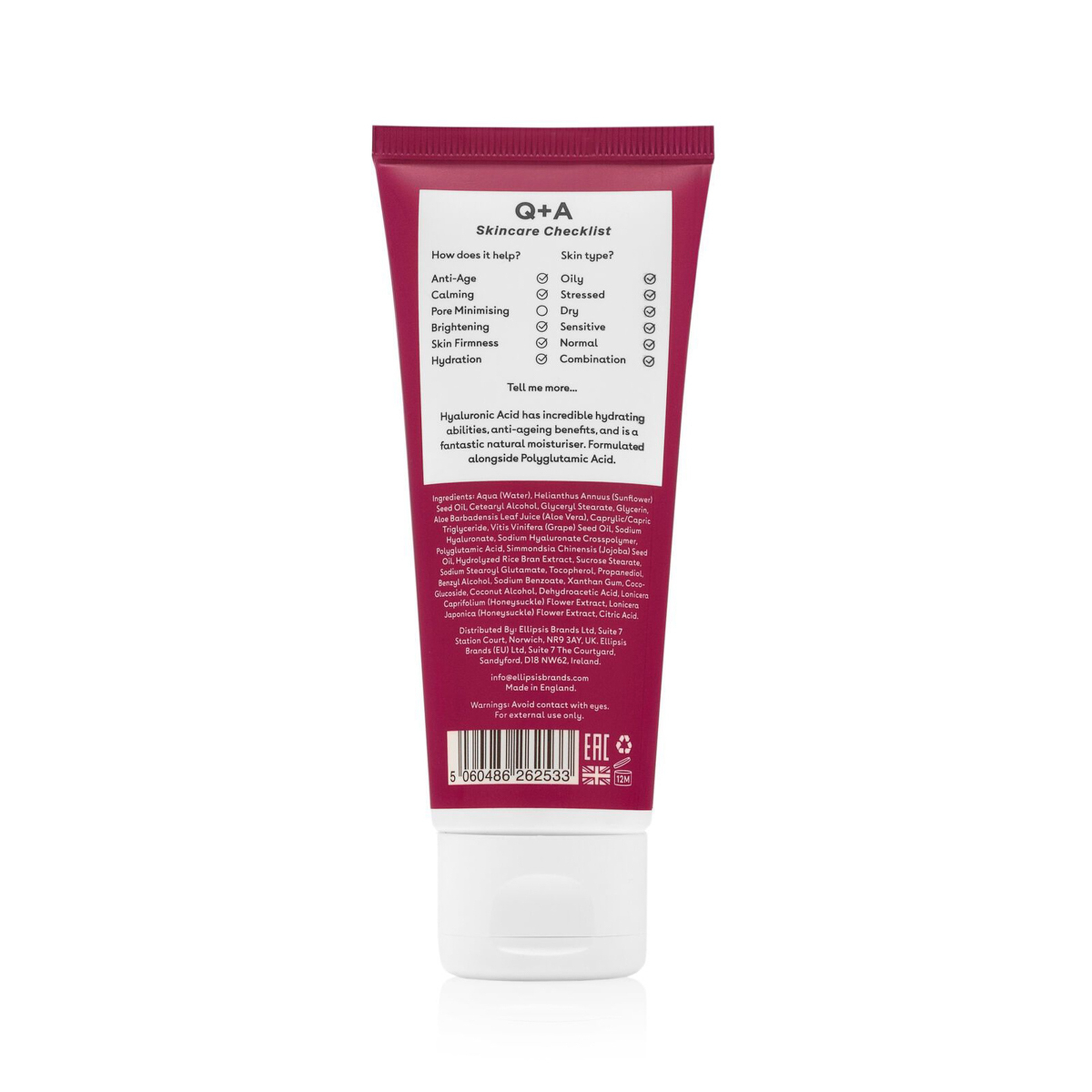 Q+A Hyaluronic Acid Daily Moisturiser Gel 75Ml