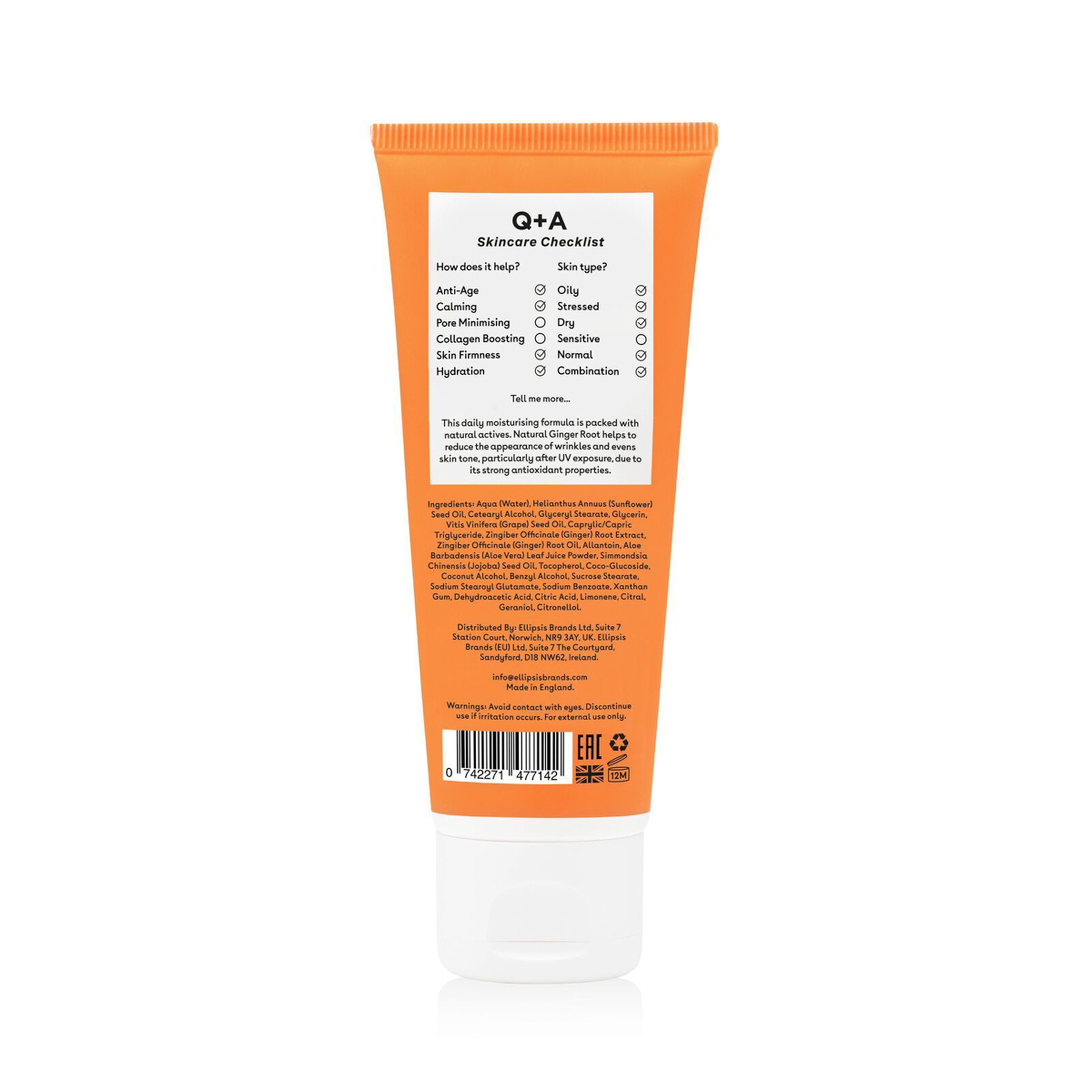 Q+A Ginger Root Daily Moisturiser 75Ml