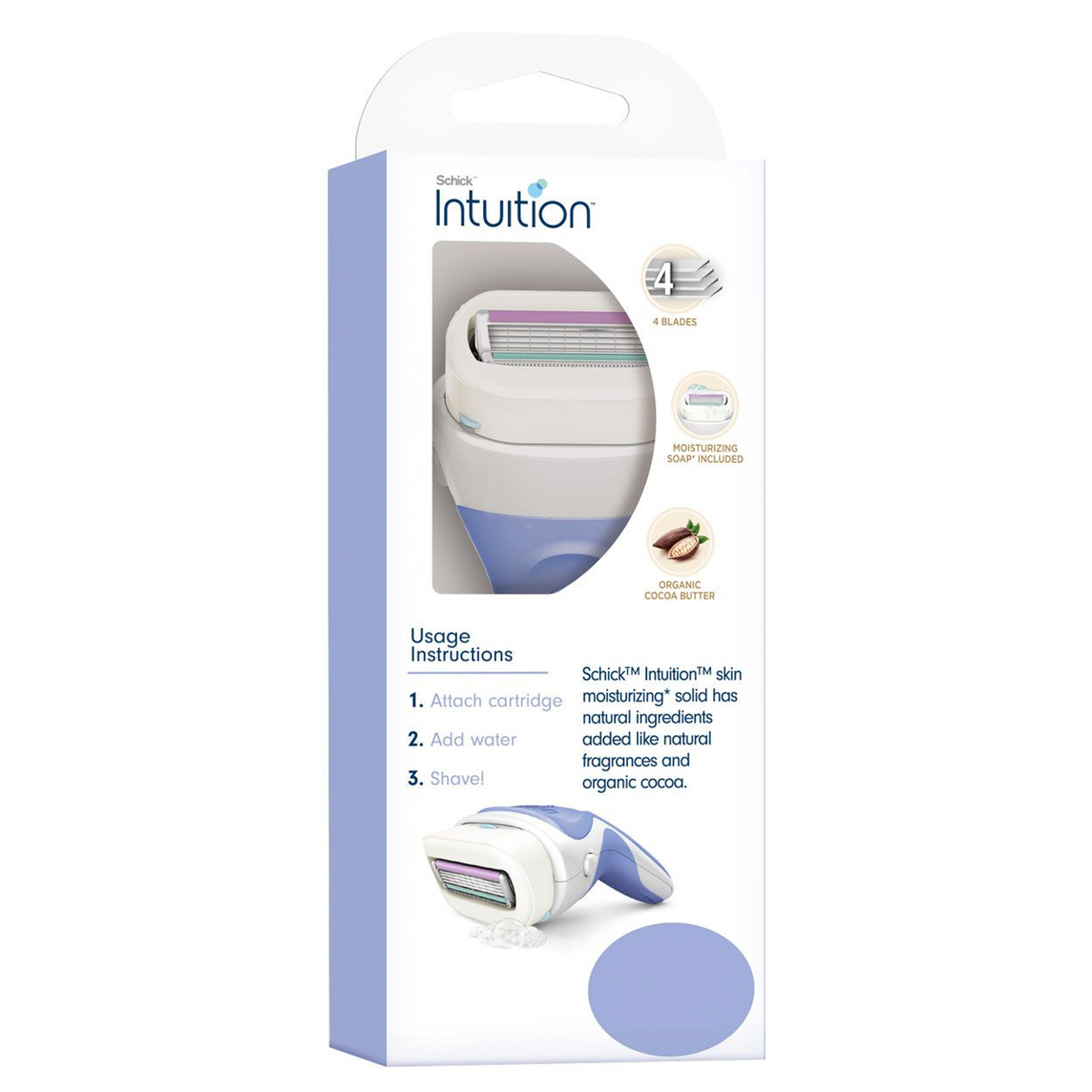 Schick Intuition Women'S Razor With Organic Cocoa Butter Pure Nourishment - 2 Blades