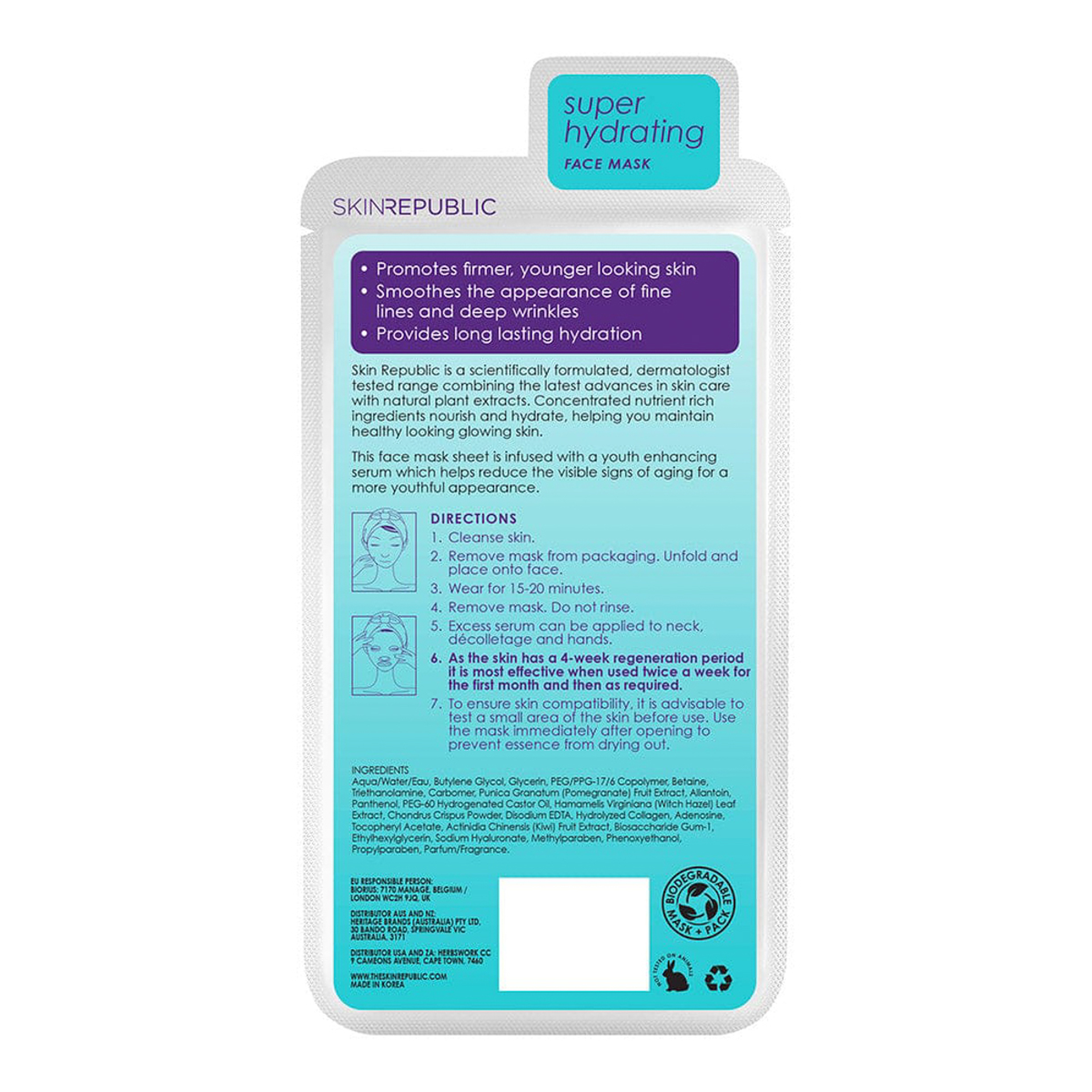 Skin Republic Hyaluronic Acid + Collagen Face Mask