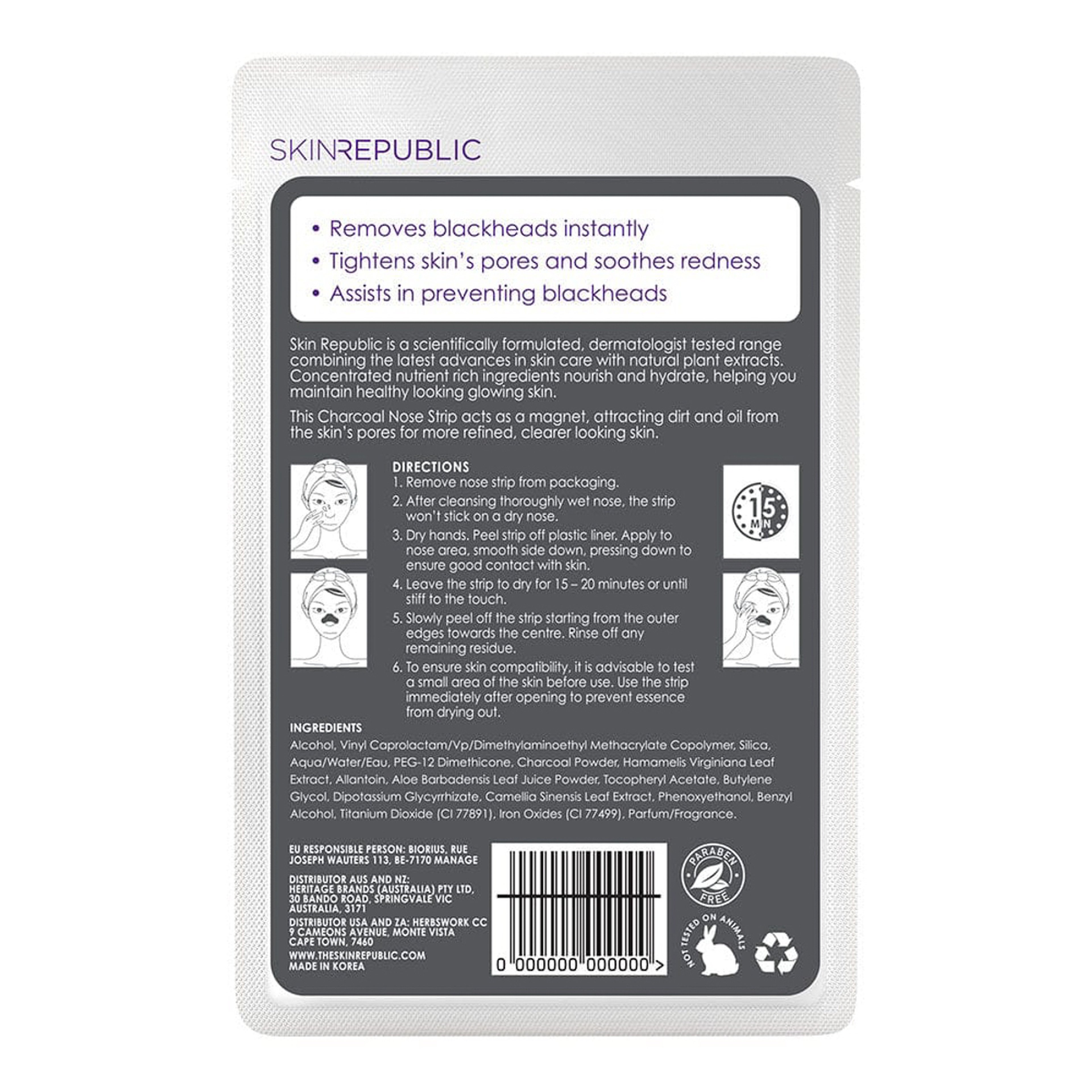 Skin Republic Nose Strips + Charcoal Deep Cleansing (6 Pairs)