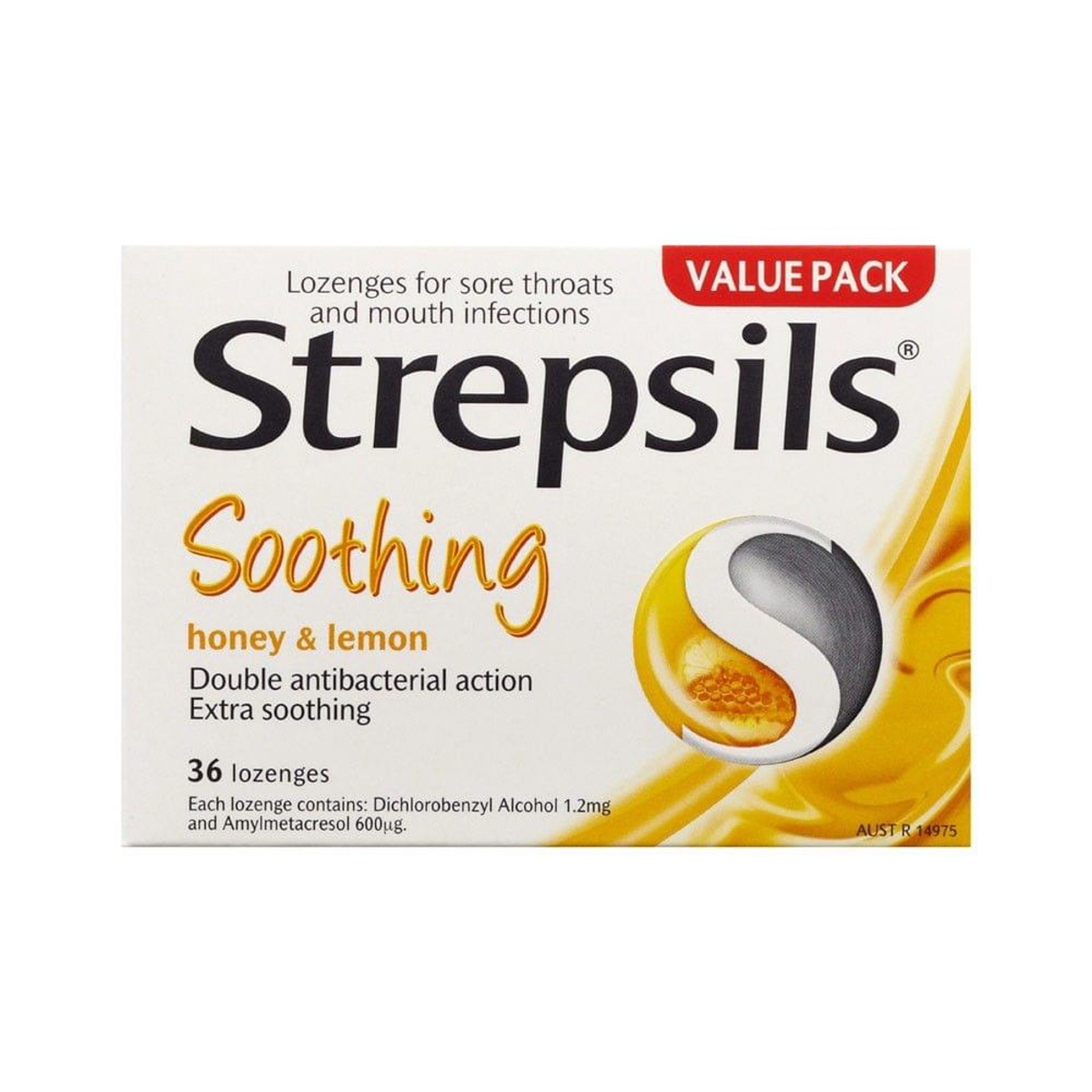 Strepsils Lozenges Honey & Lemon - 36 Lozenges