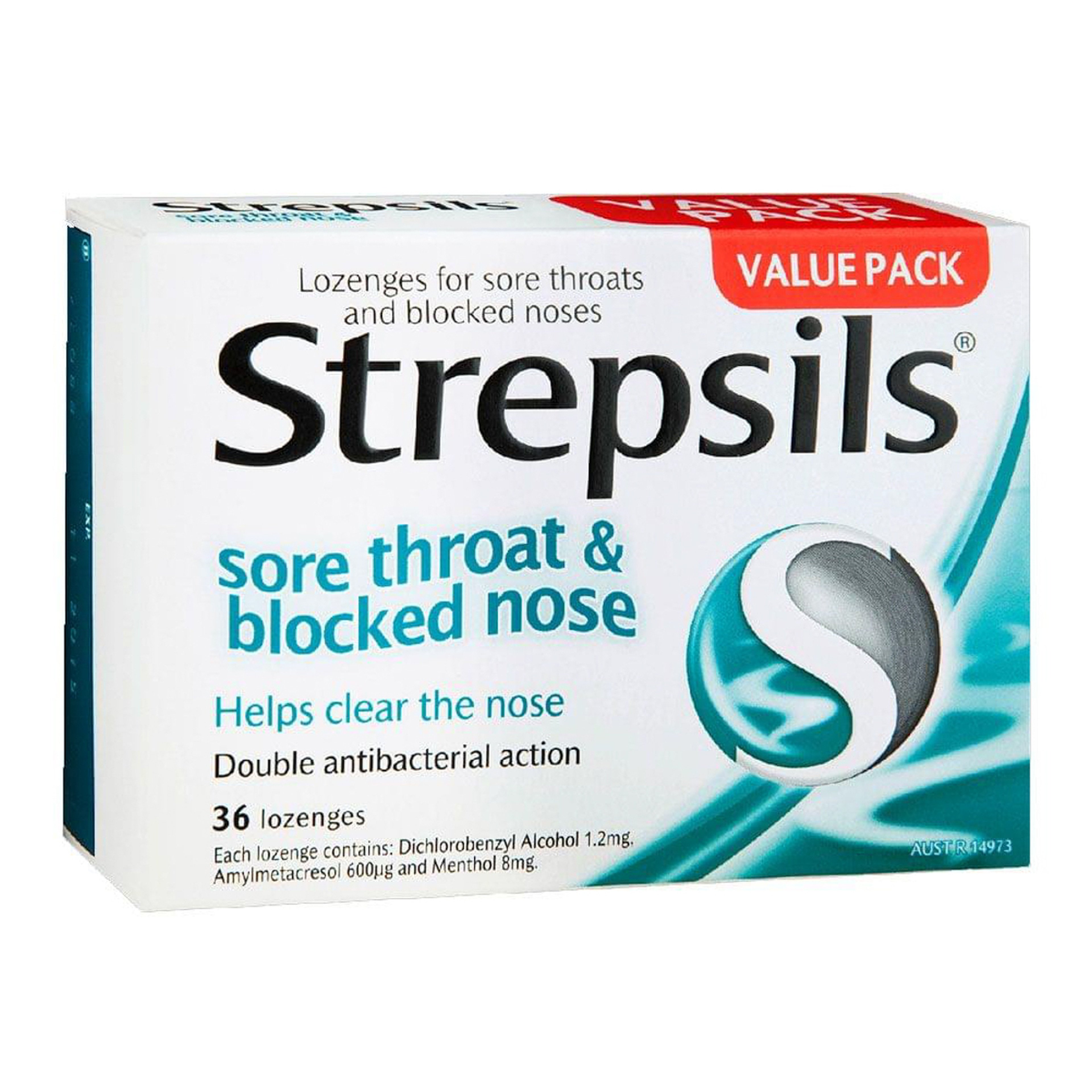 Strepsils, Sore Throat & Blocked Nose With Menthol - 36Lozenges