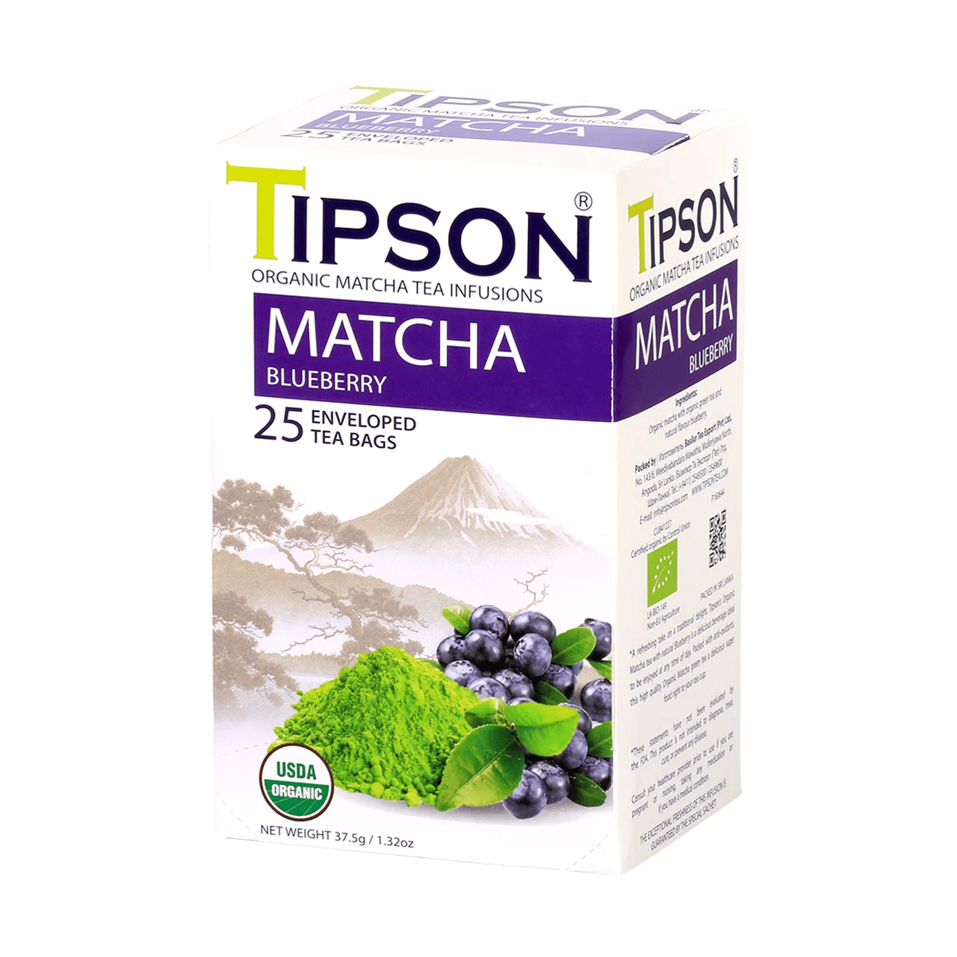 Tipson Organic Matcha Blueberry 25 Bag