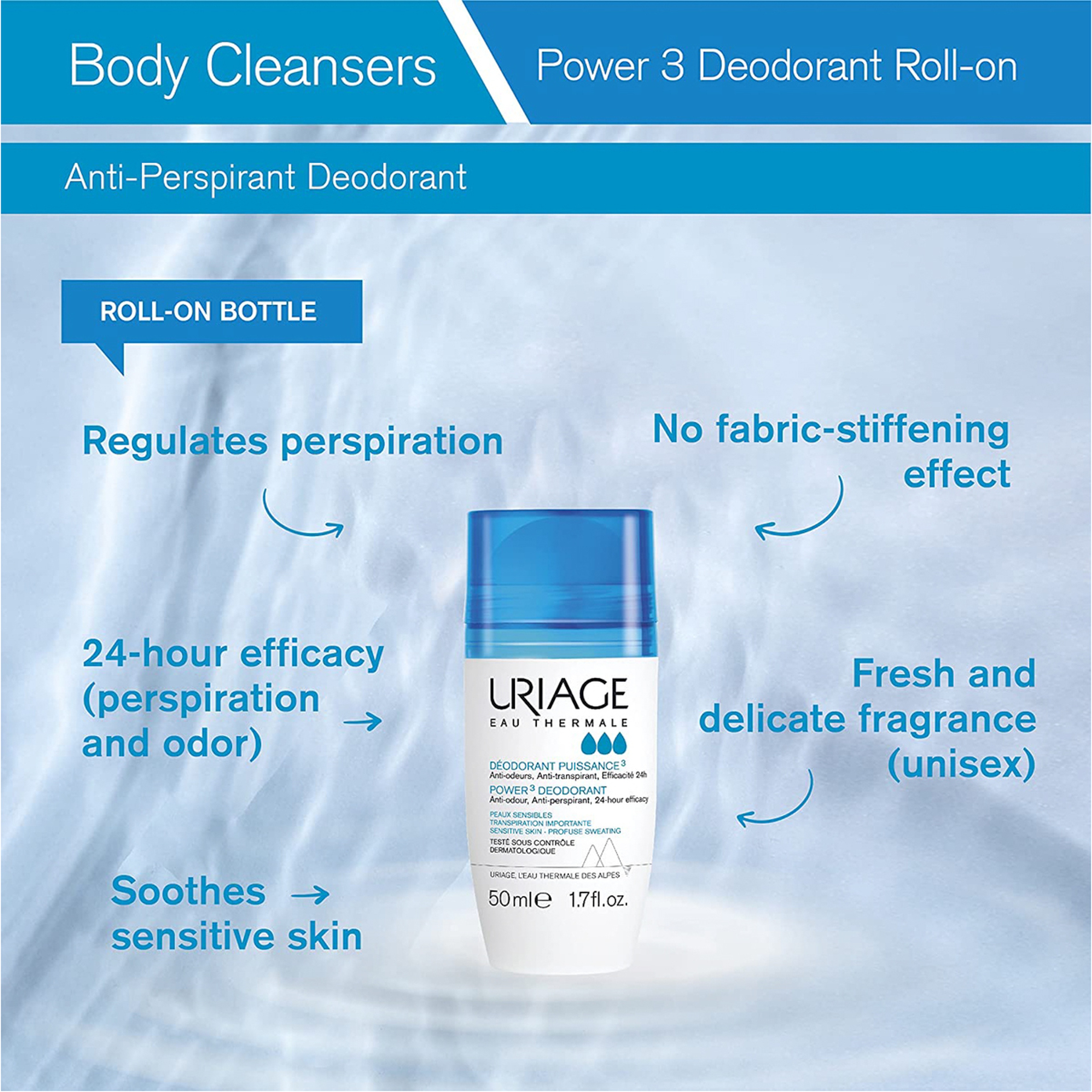 Uriage Deodorant Puissance Roll-On Heavy Sweating