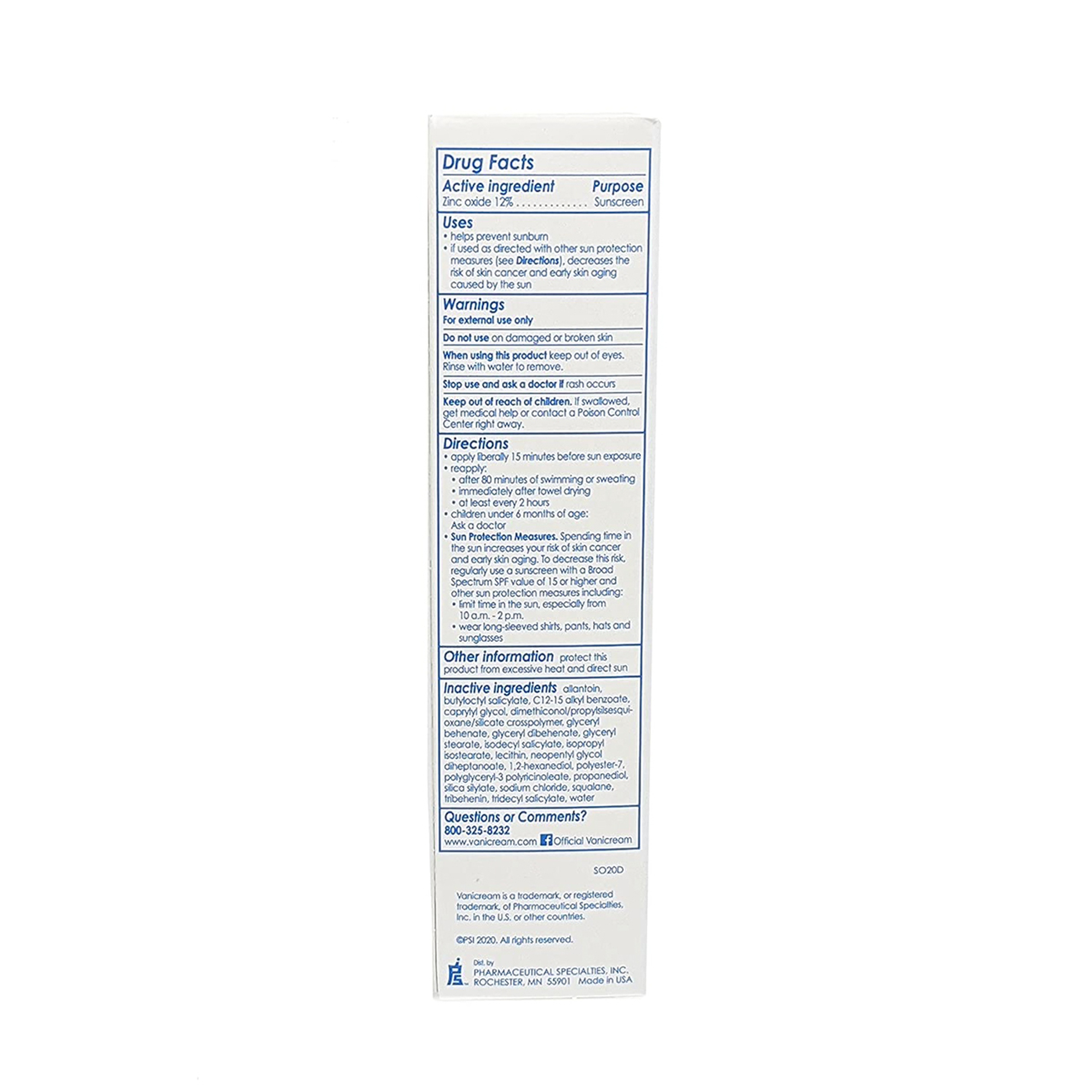 Vanicream Sunscreen Broad Spectrum Spf 50+ 88 Ml