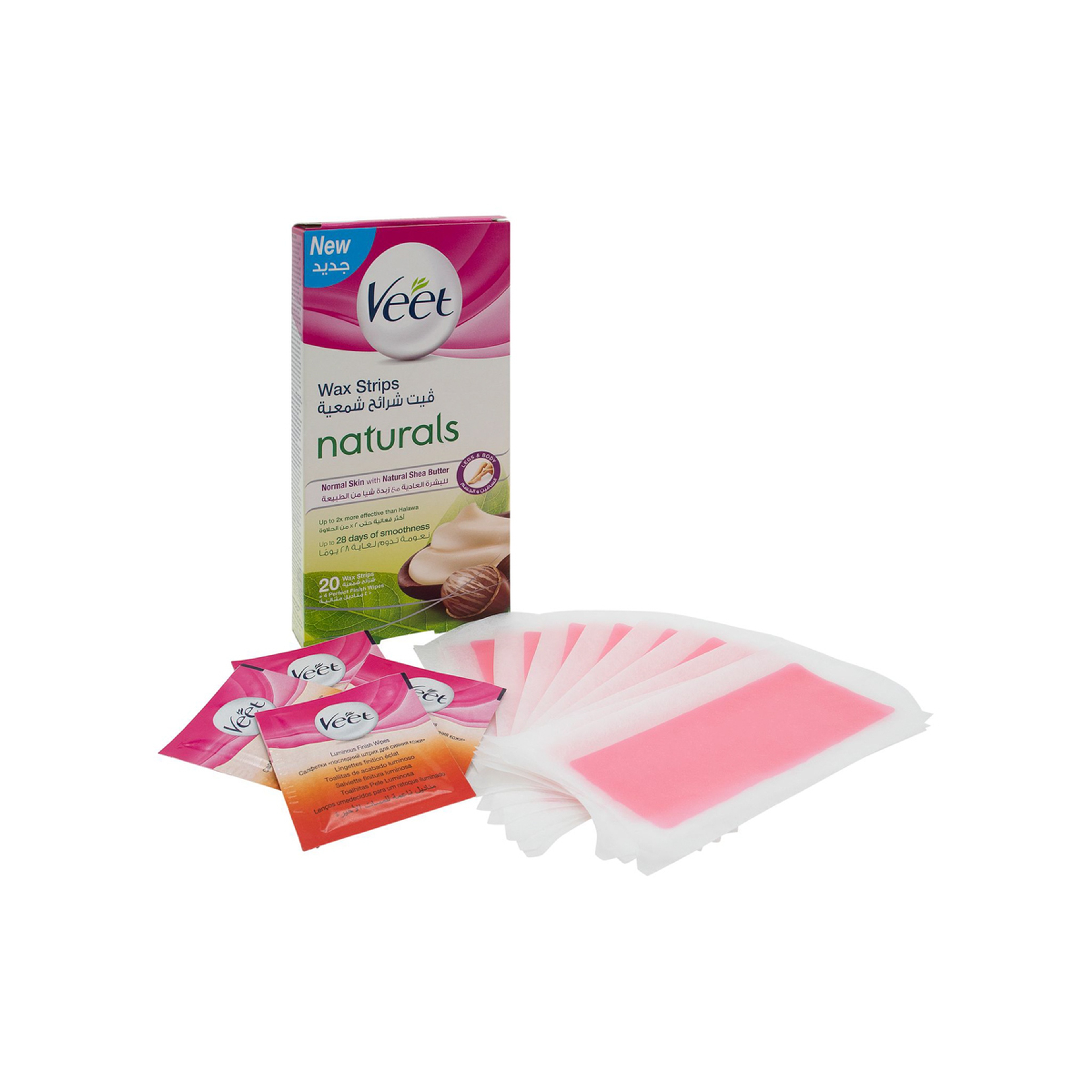 Veet Wax Strips For Body And Legs With Shea Butter - 20 Strips