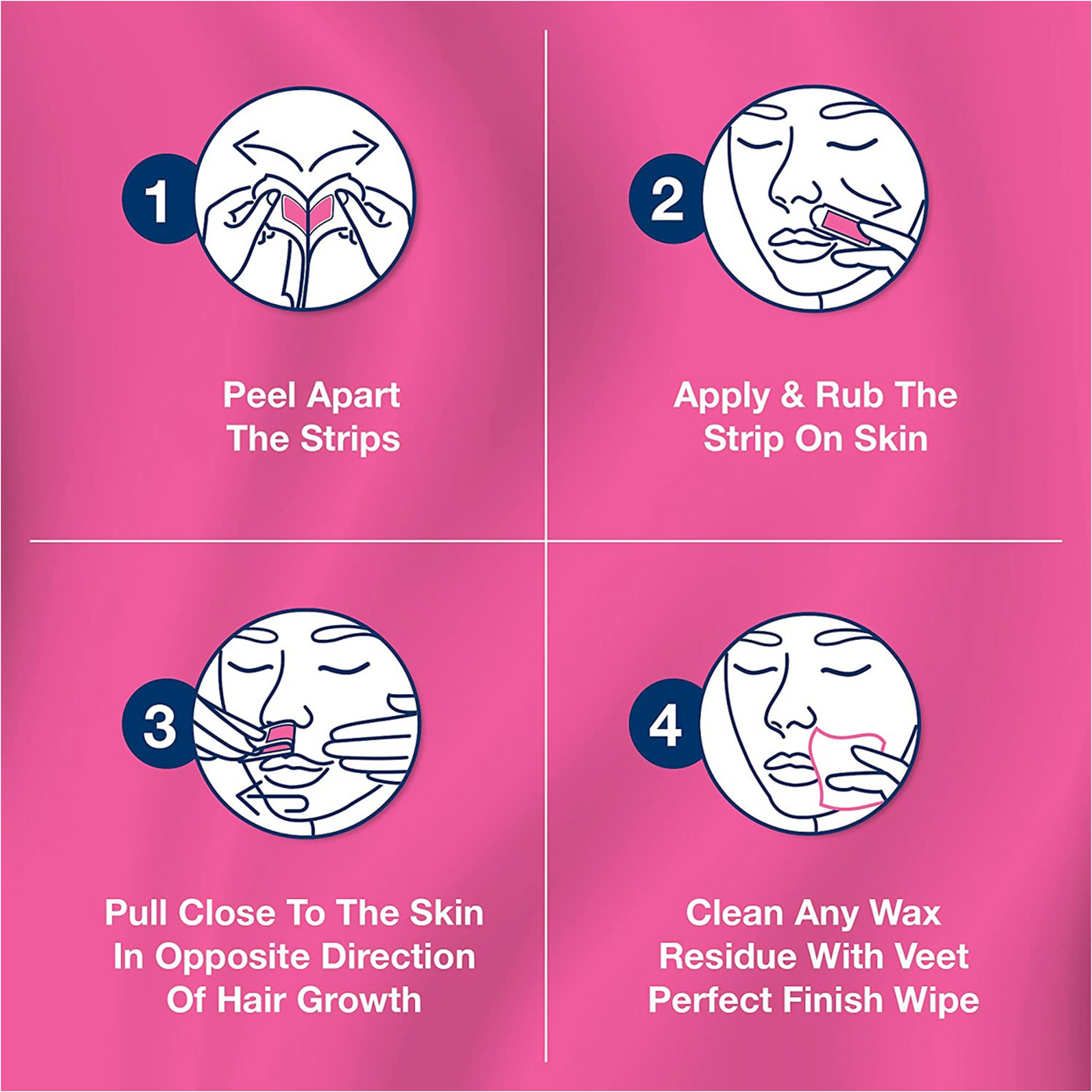 Veet Wax Strips For Face For Sensitive Skin 20 Pieces