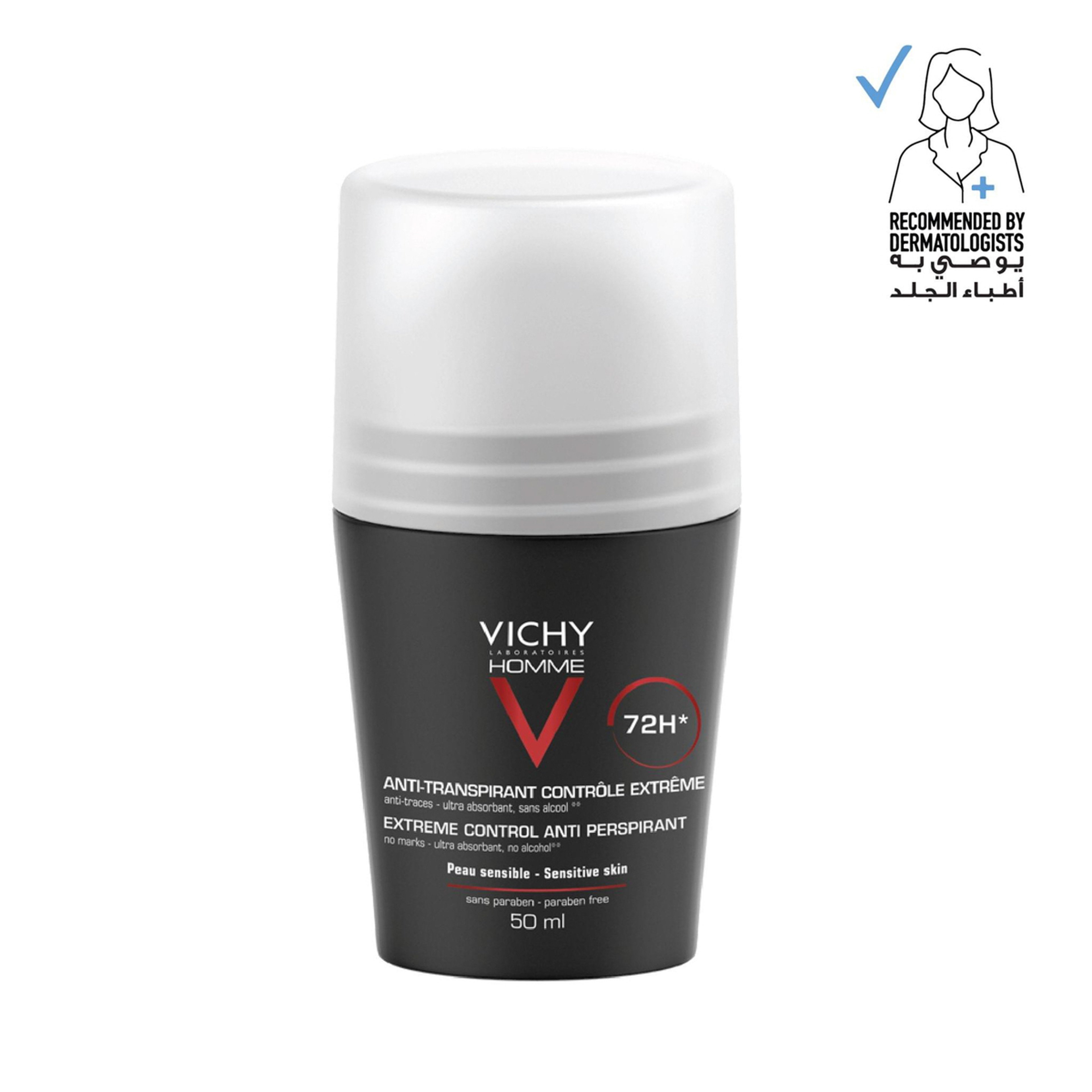 Vichy Homme Powerful Control Deodorant Lasts For 72 Hours For Men 50Ml
