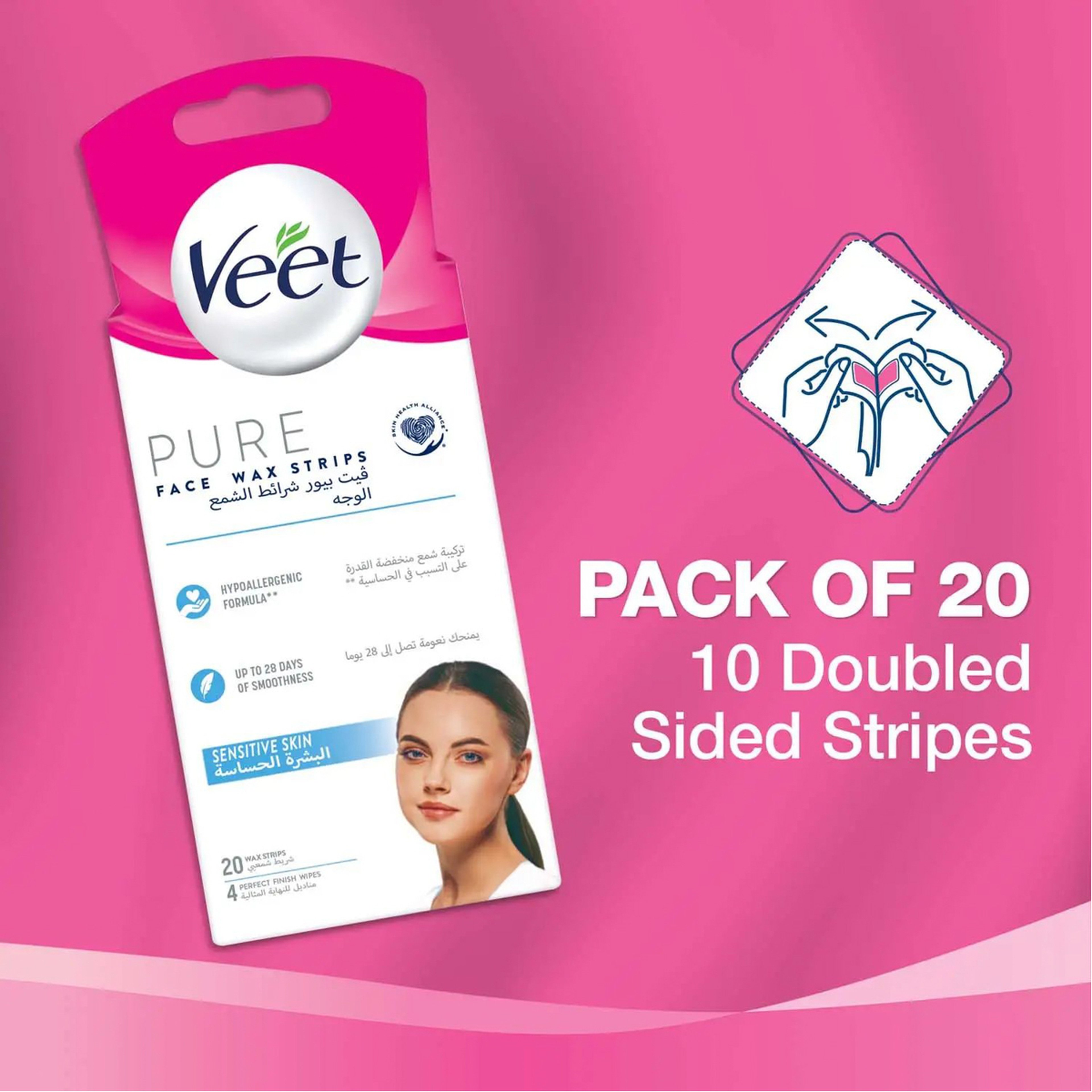 Veet Pure Hair Remover For Face With Sensitive Skin 20 Strips