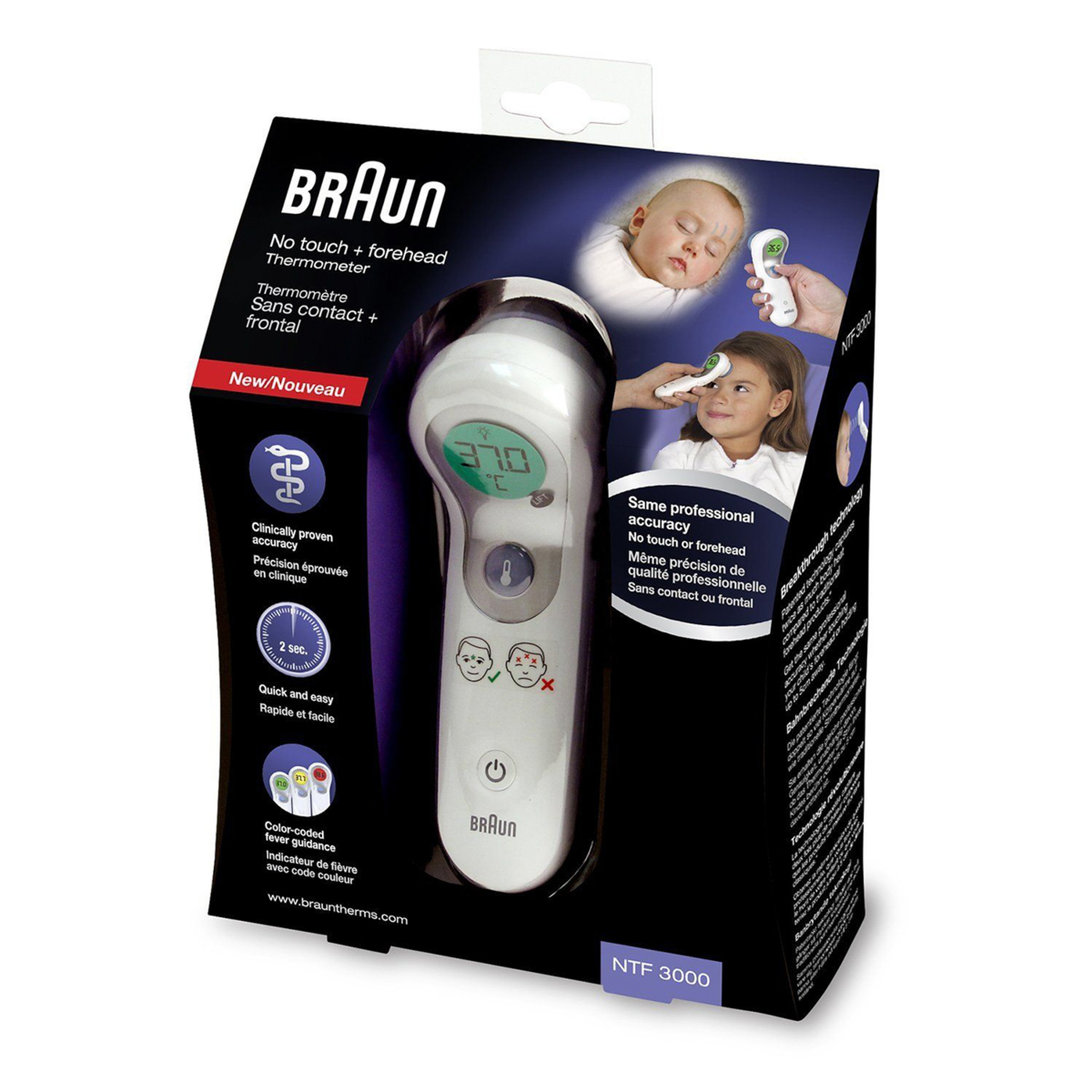 Braun No Touch + Forehead Thermometer, Ntf3000