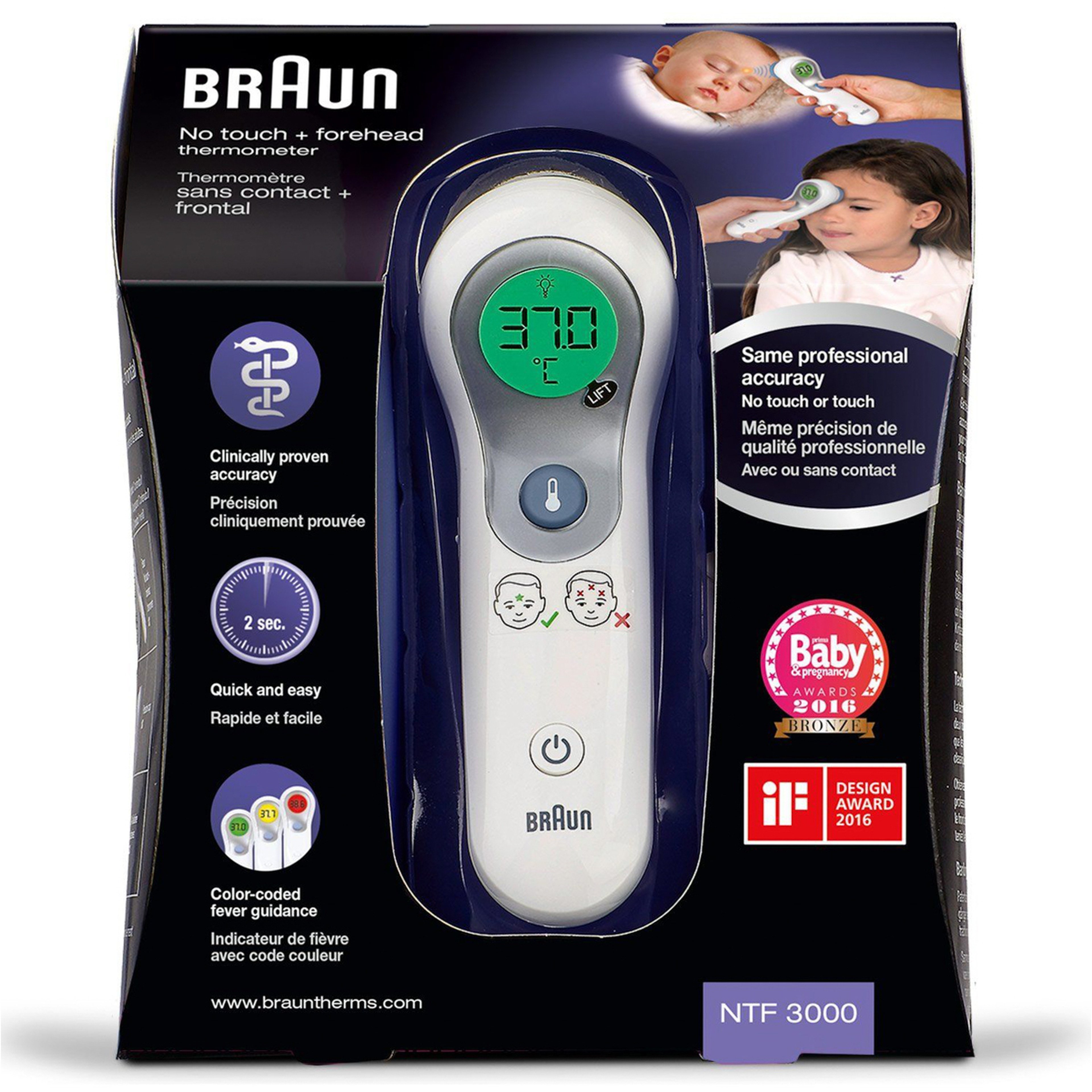 Braun No Touch + Forehead Thermometer, Ntf3000