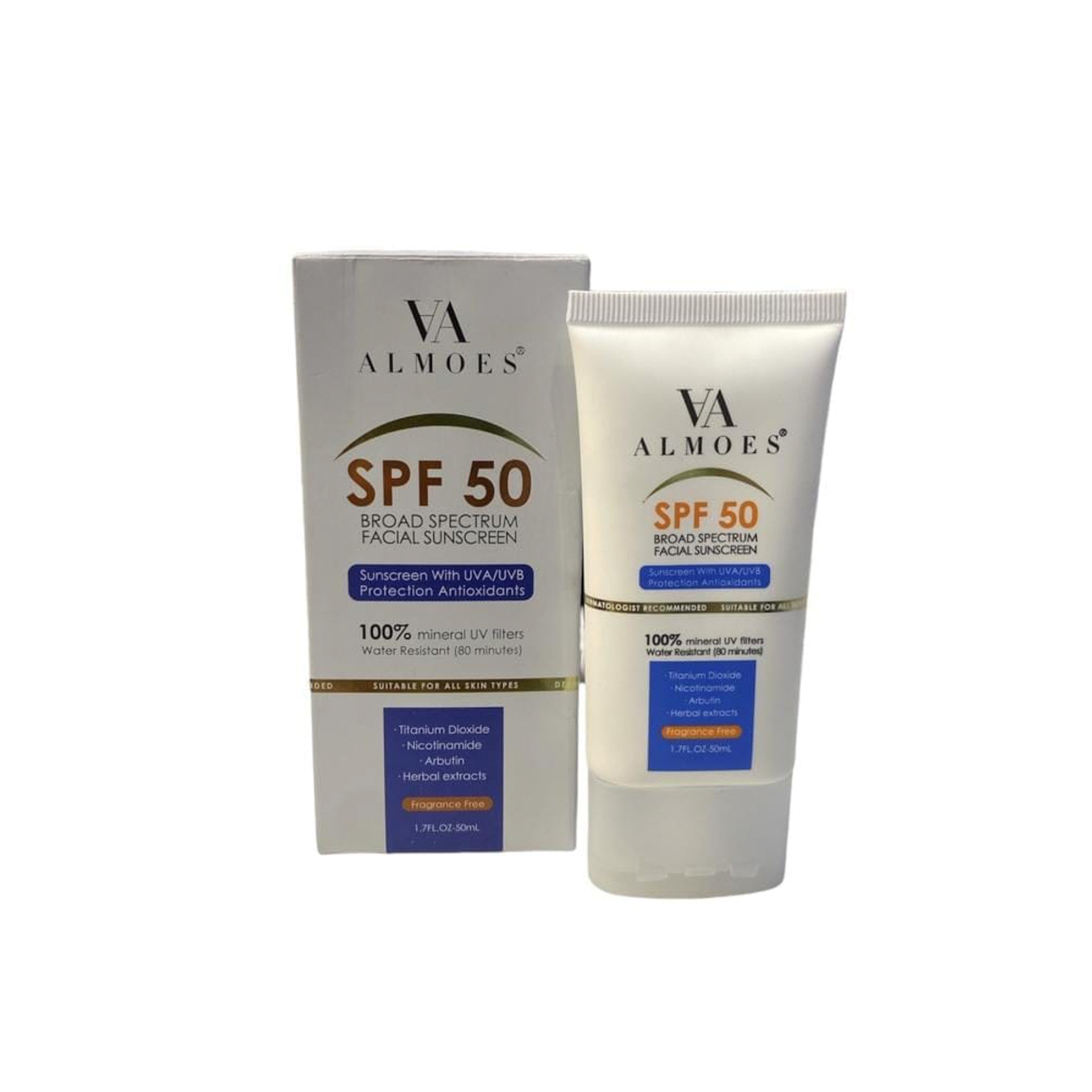 ALMOES spf 50 Broad Spectrumn for All Skin Types facial Sunscree 50 ml