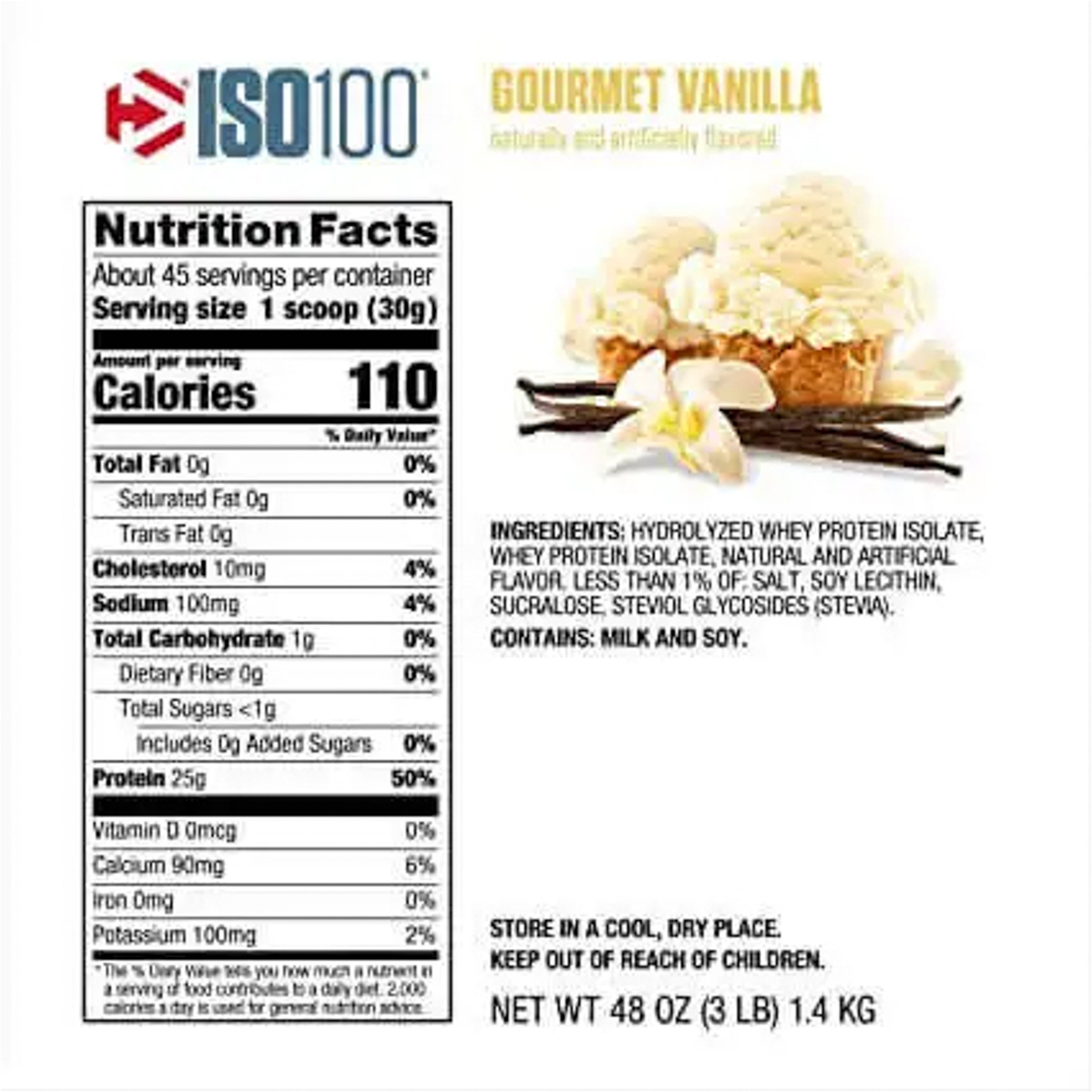 Dymatize Iso 100 Gourmet Vanilla protein pow