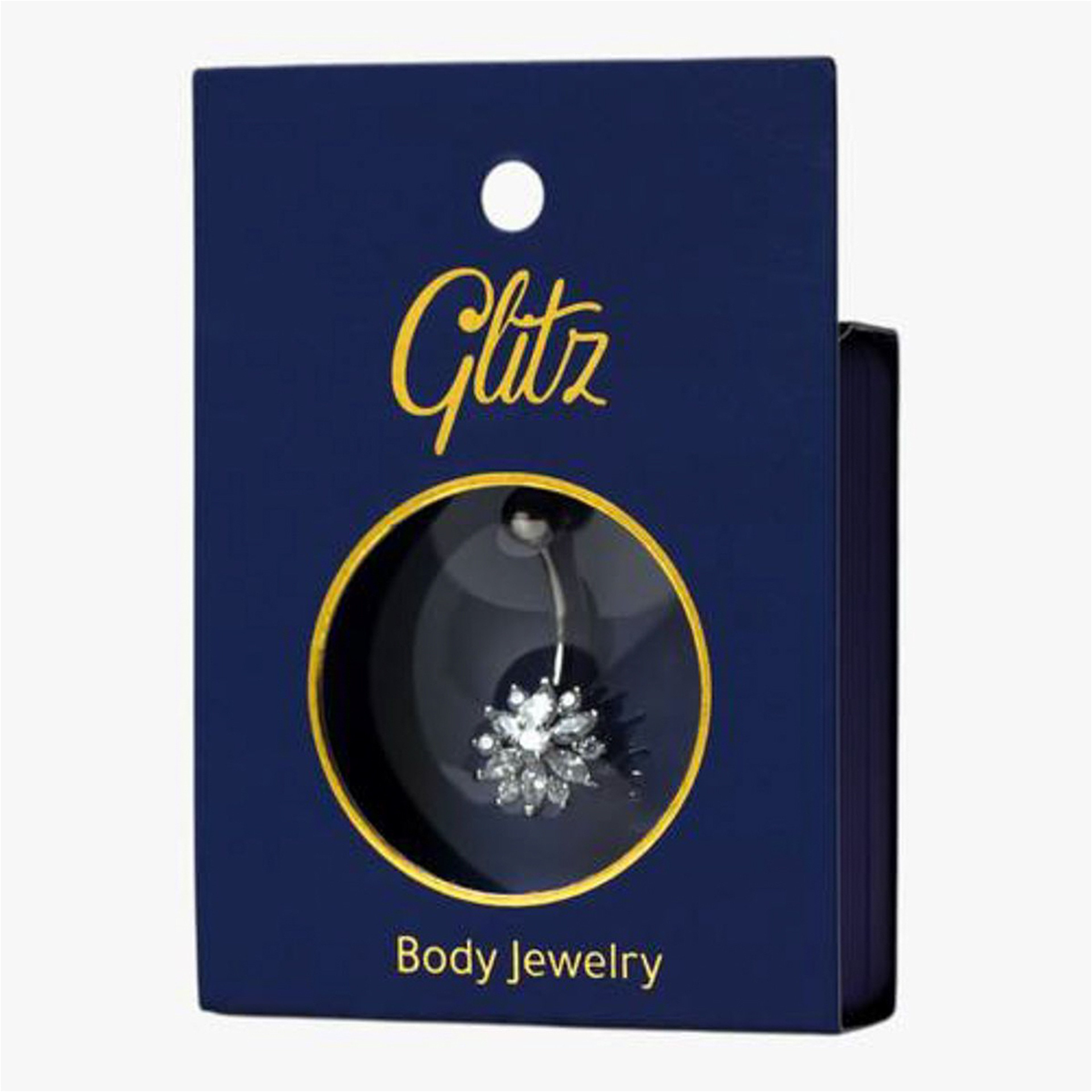 جليتز حلق بطن  فضي بالكريستال ستار