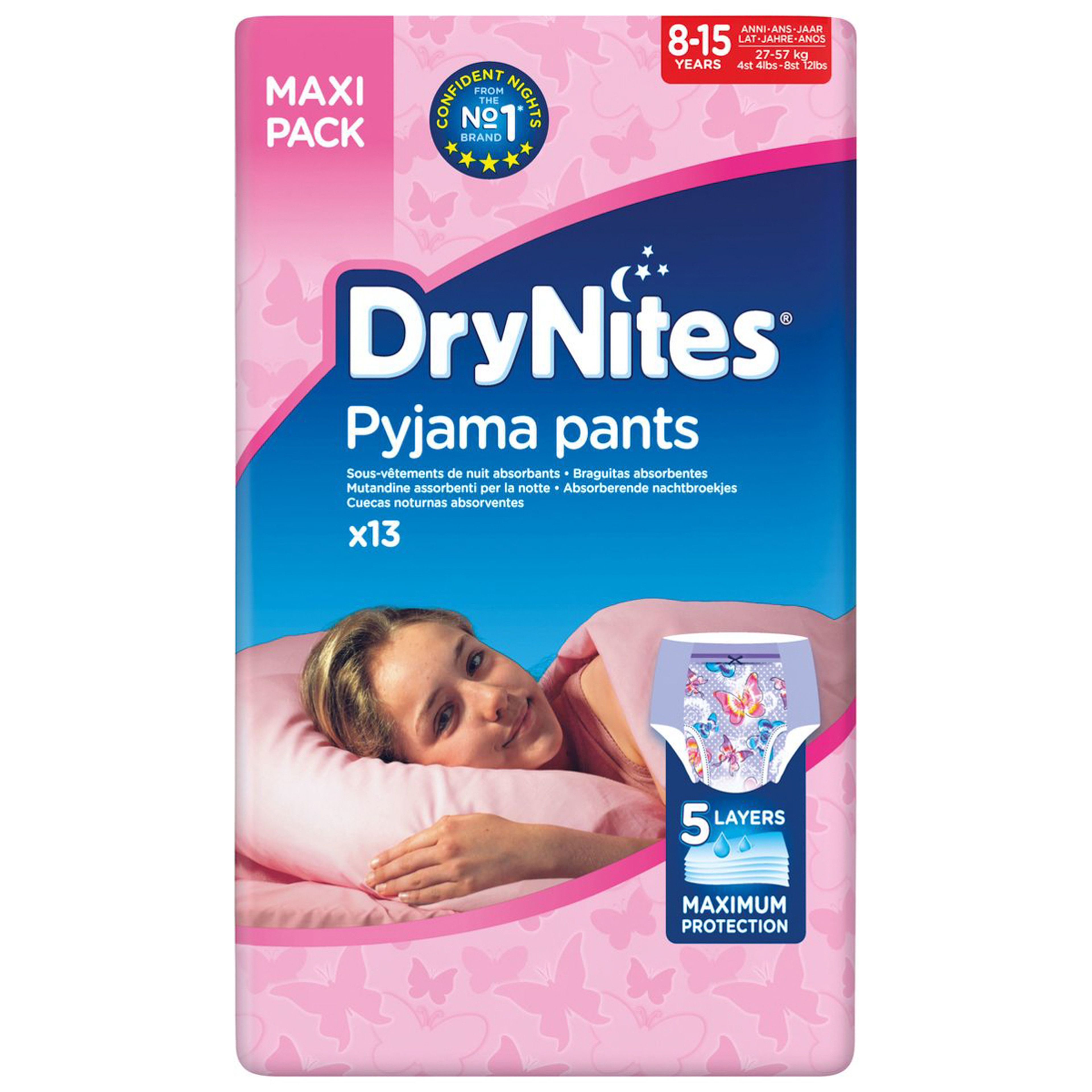 Huggies Drynites 8-15 Y Jumbo Girl 13 piece