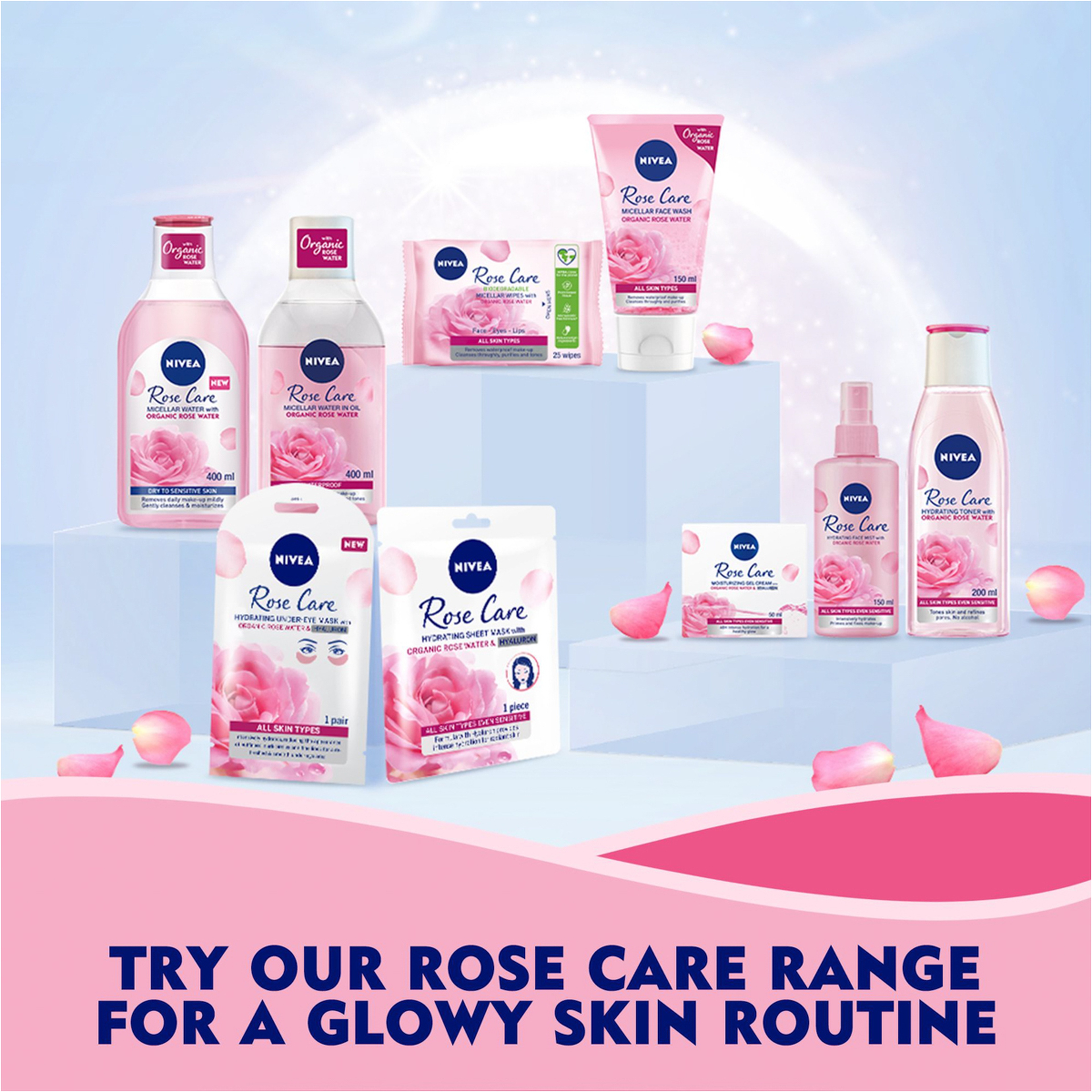 نيفيا لترطيب الوجه بعناية الورد مع ماء الورد العضوي لجميع انواع البشره سبراي 150 مللي