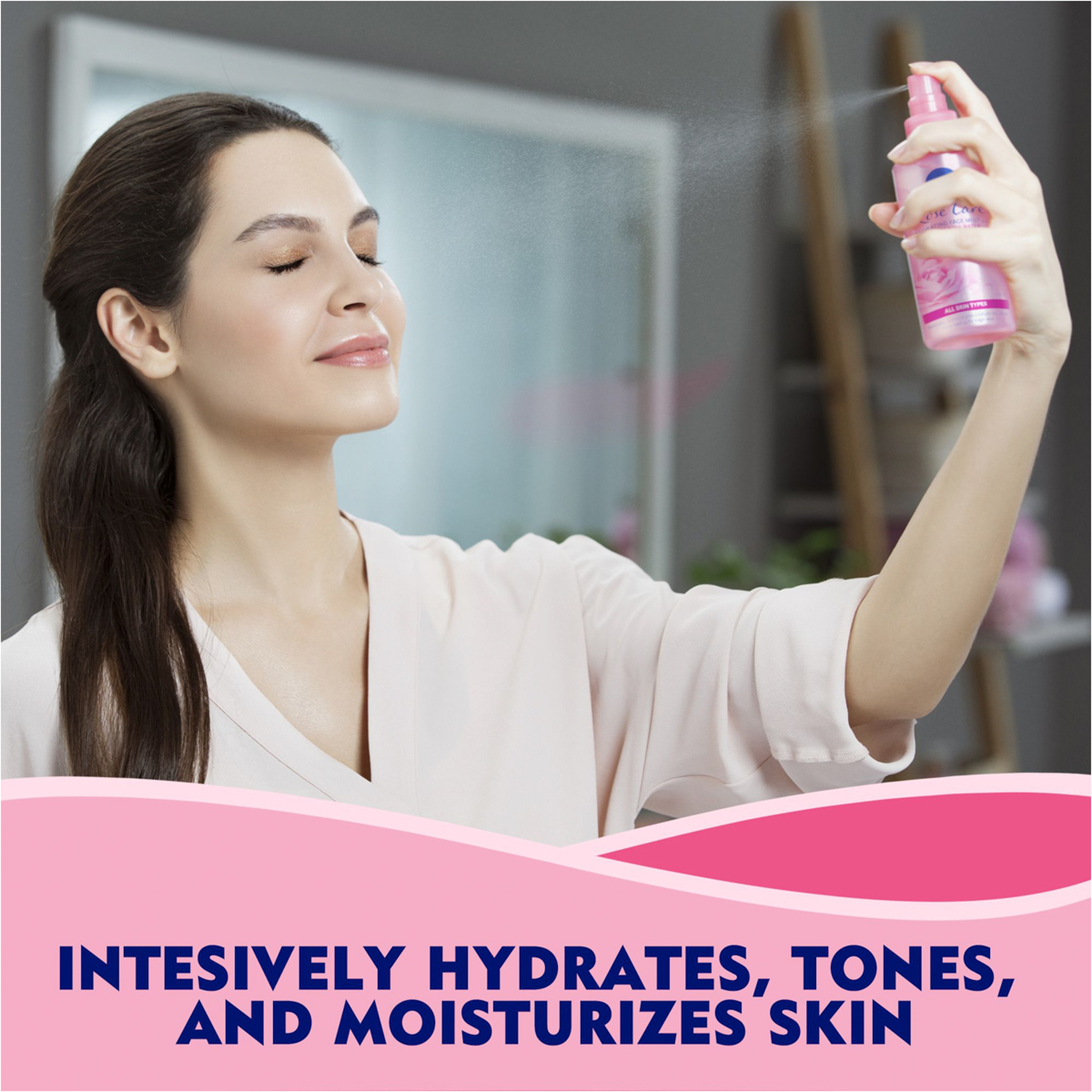 نيفيا لترطيب الوجه بعناية الورد مع ماء الورد العضوي لجميع انواع البشره سبراي 150 مللي