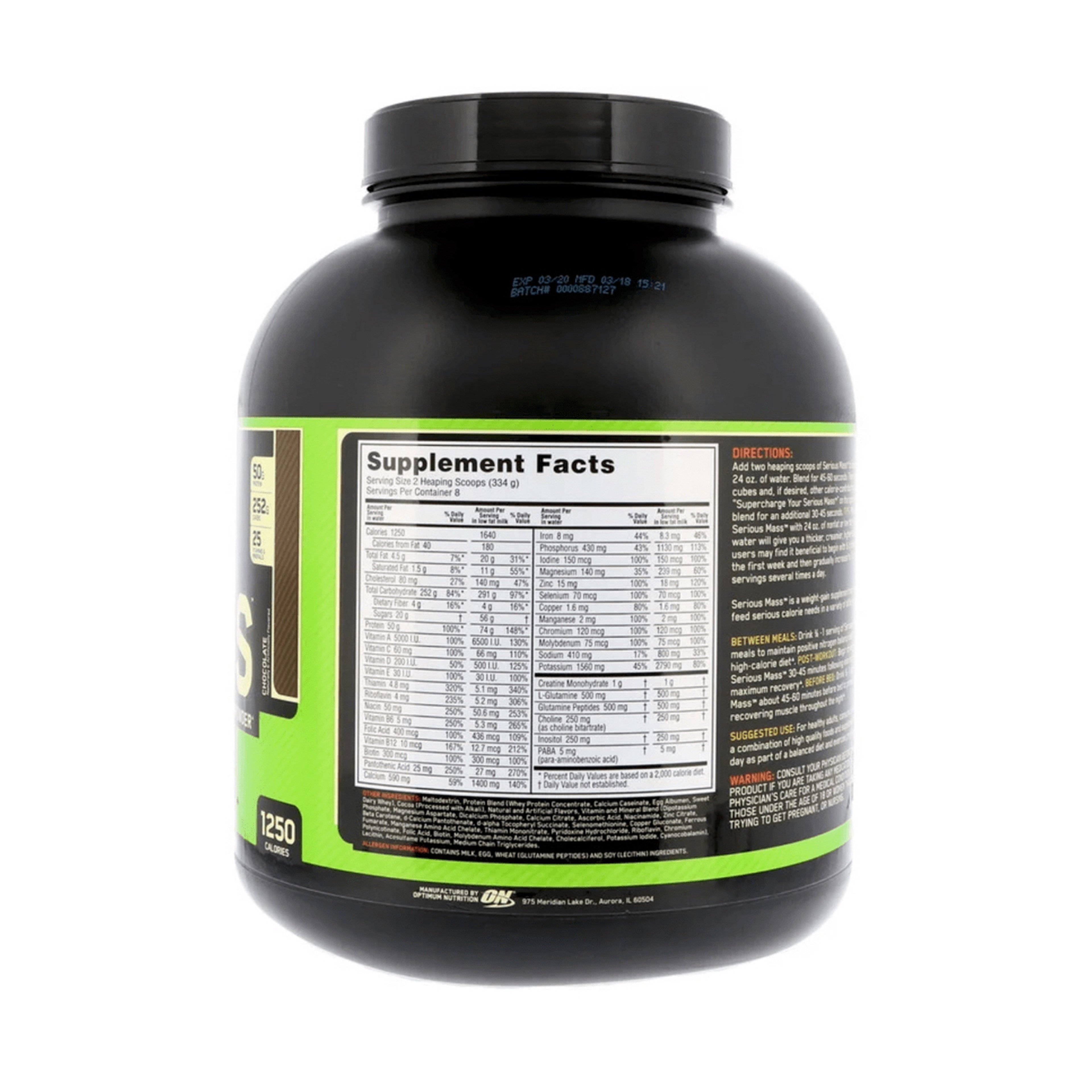 On Serious Mass Chocolate protein pow 6 lb