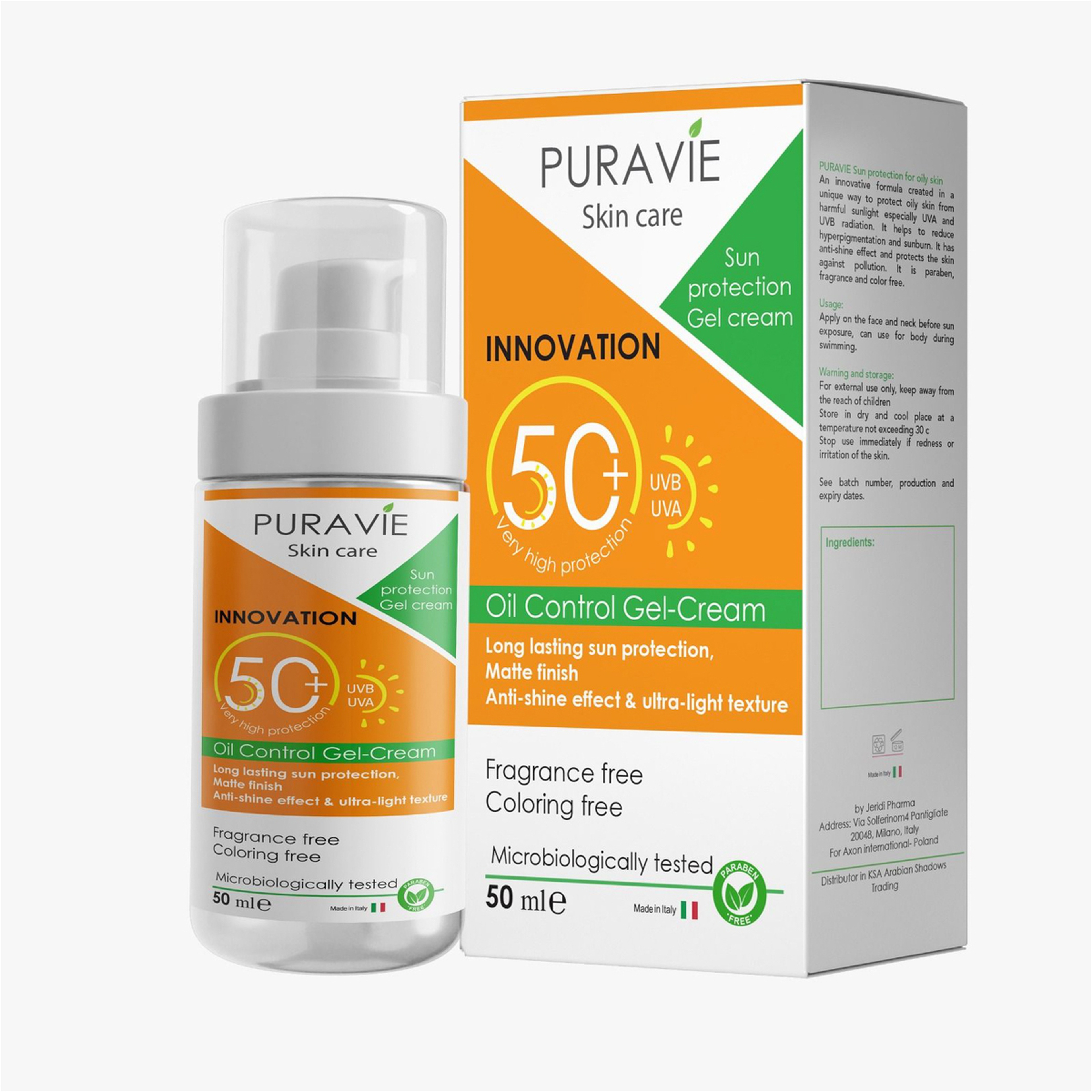 Puravie Sunscreen spf +50 for sensetive Skin cream 50 Ml