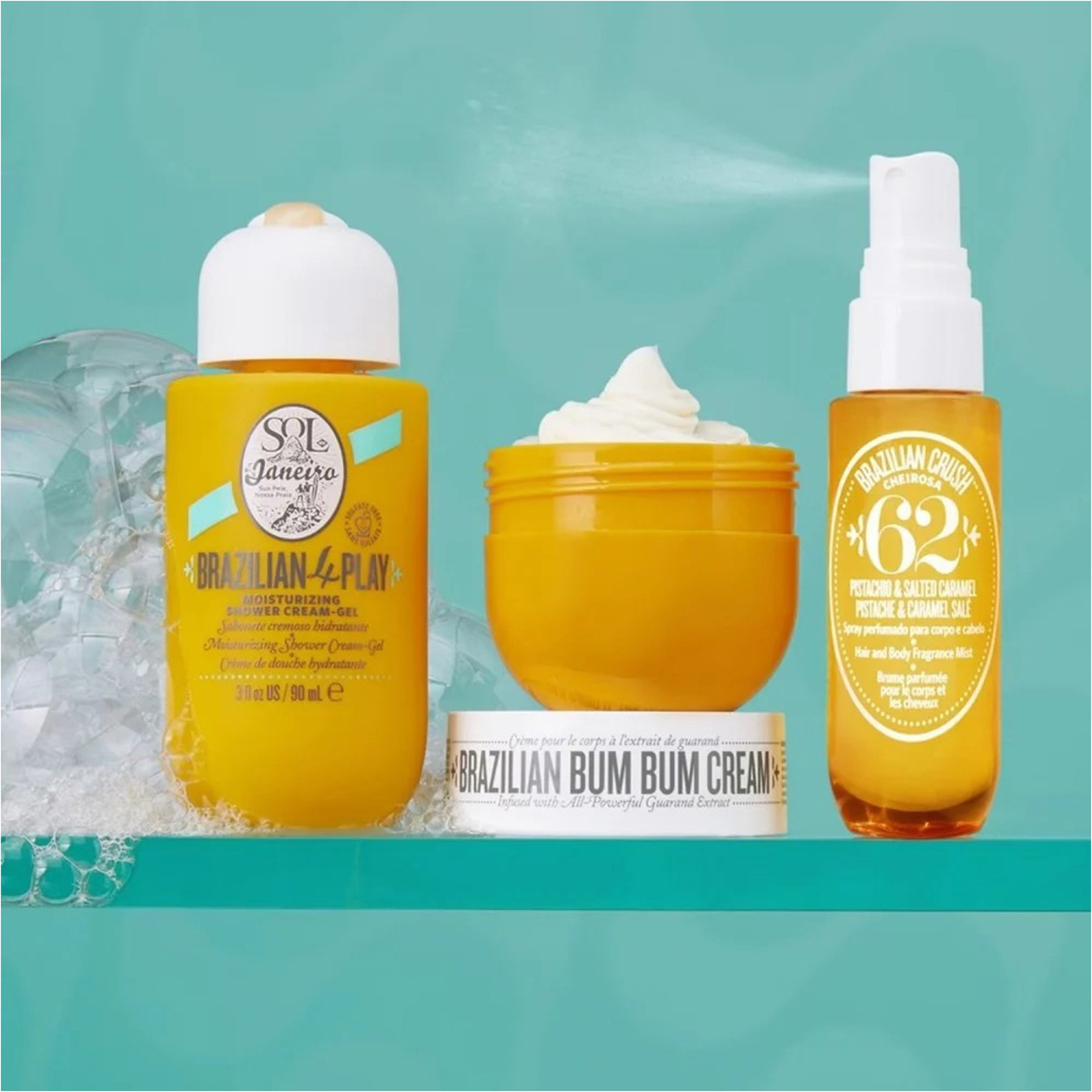 Sol De Janeiro Bega Bum Bum Jet  travel siz  (90Ml body wash & 30Ml cream & 50ml MistSet) 3 Piece