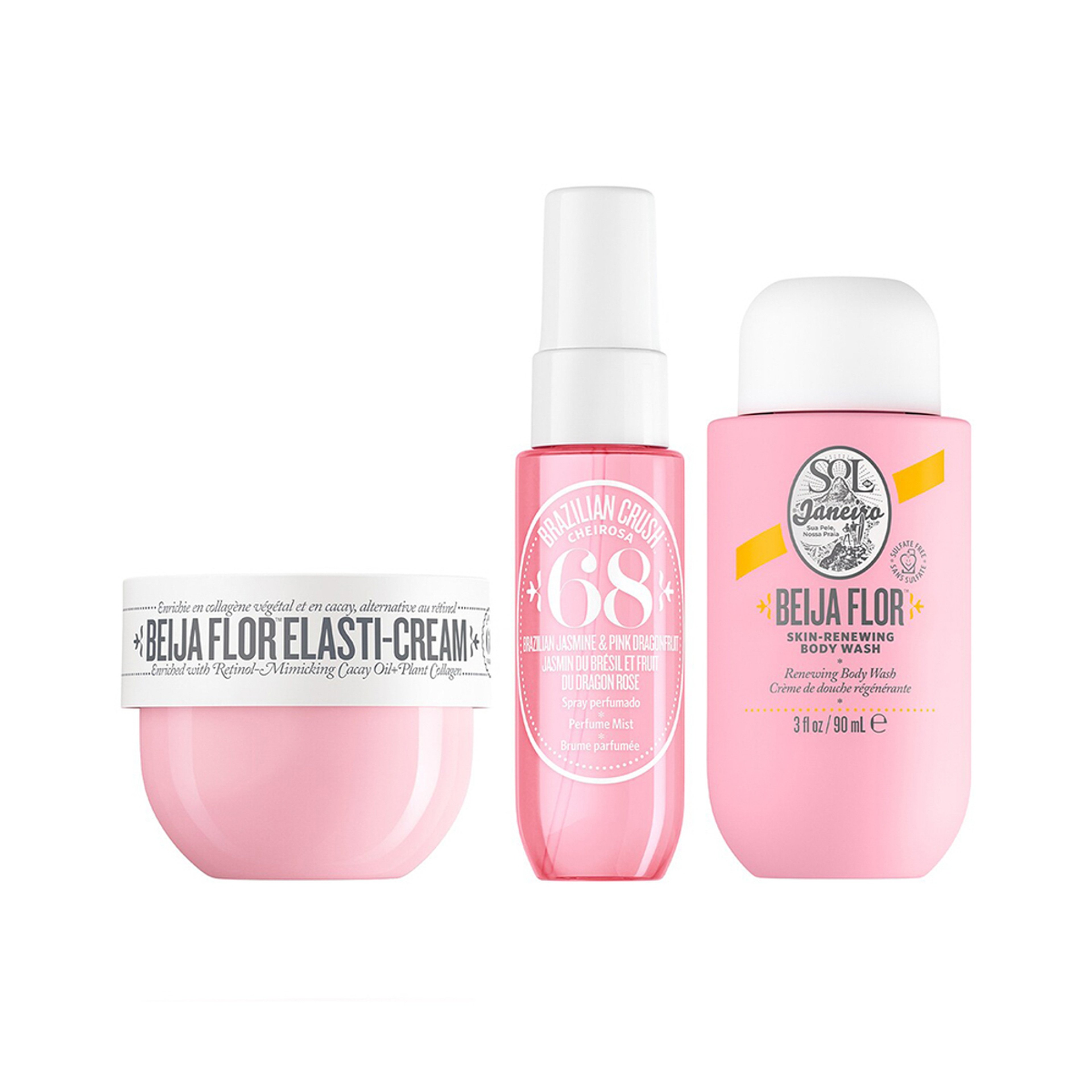 Sol De Janeiro Bega Flor Jet travel siz  (90Ml body wash & 30Ml cream & 50ml MistSet )3 Piece