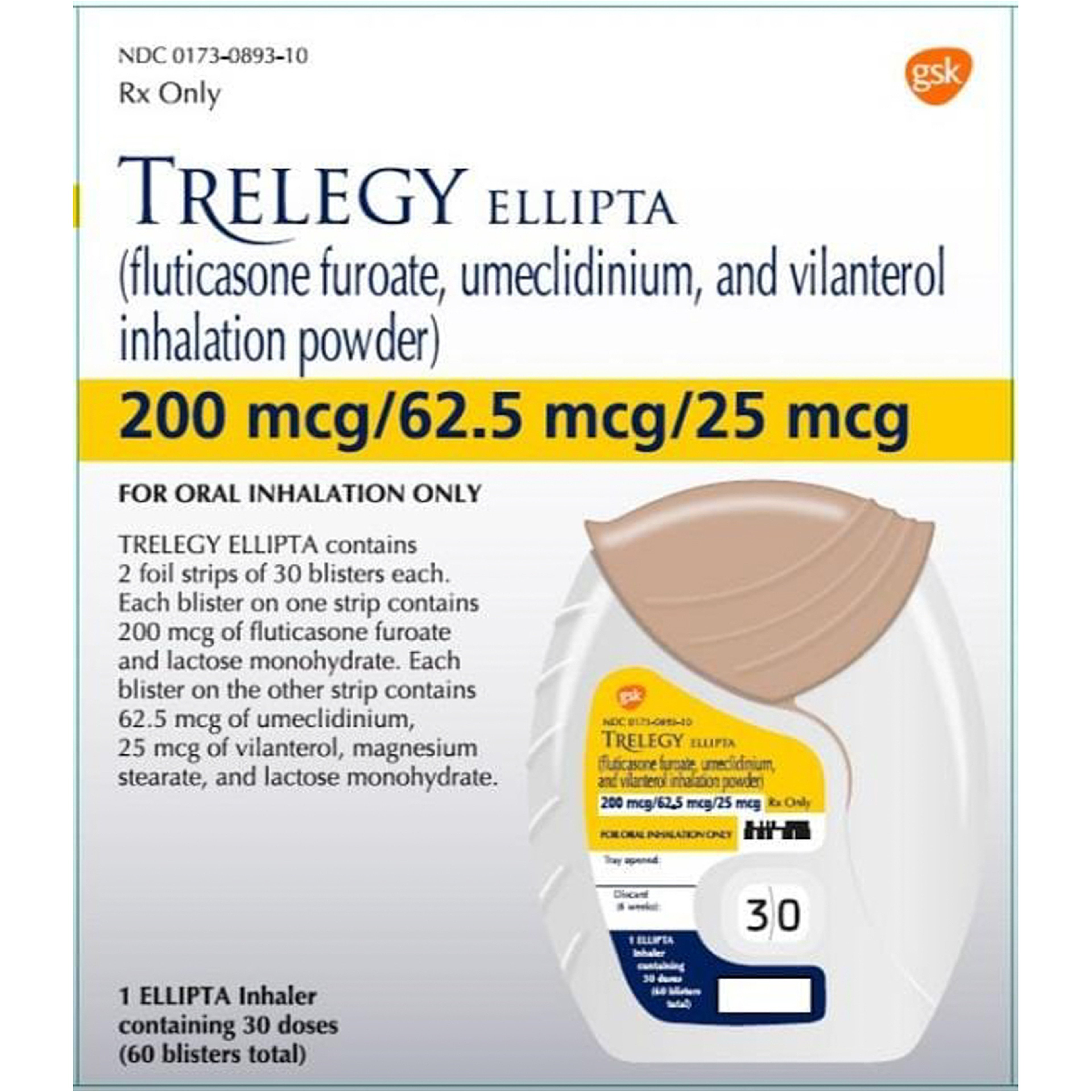 Trelegy Ellipta 200/62.5/25 Mcg inhaler
