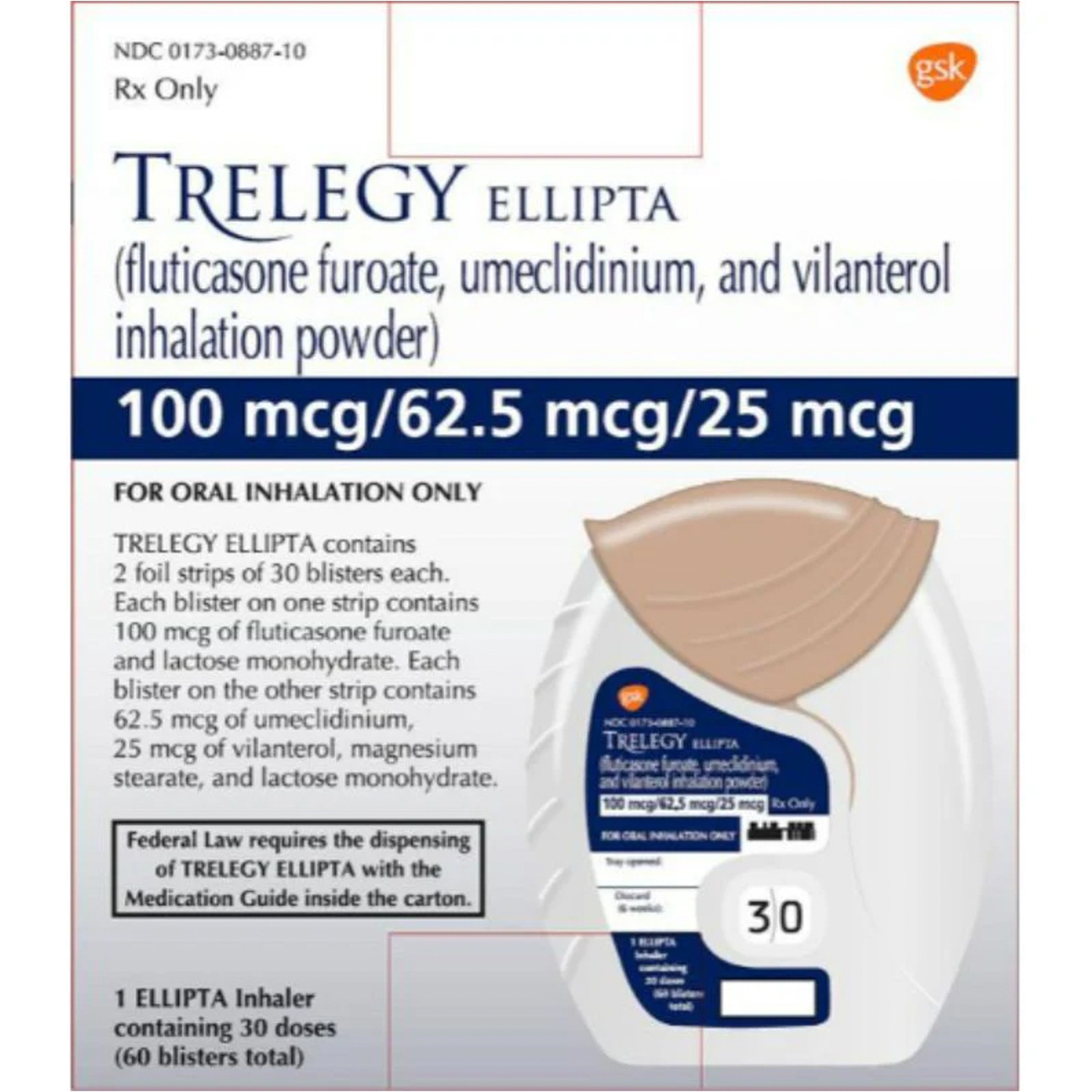 Trelegy Ellipta 100/62.5/25Mcg inhaler