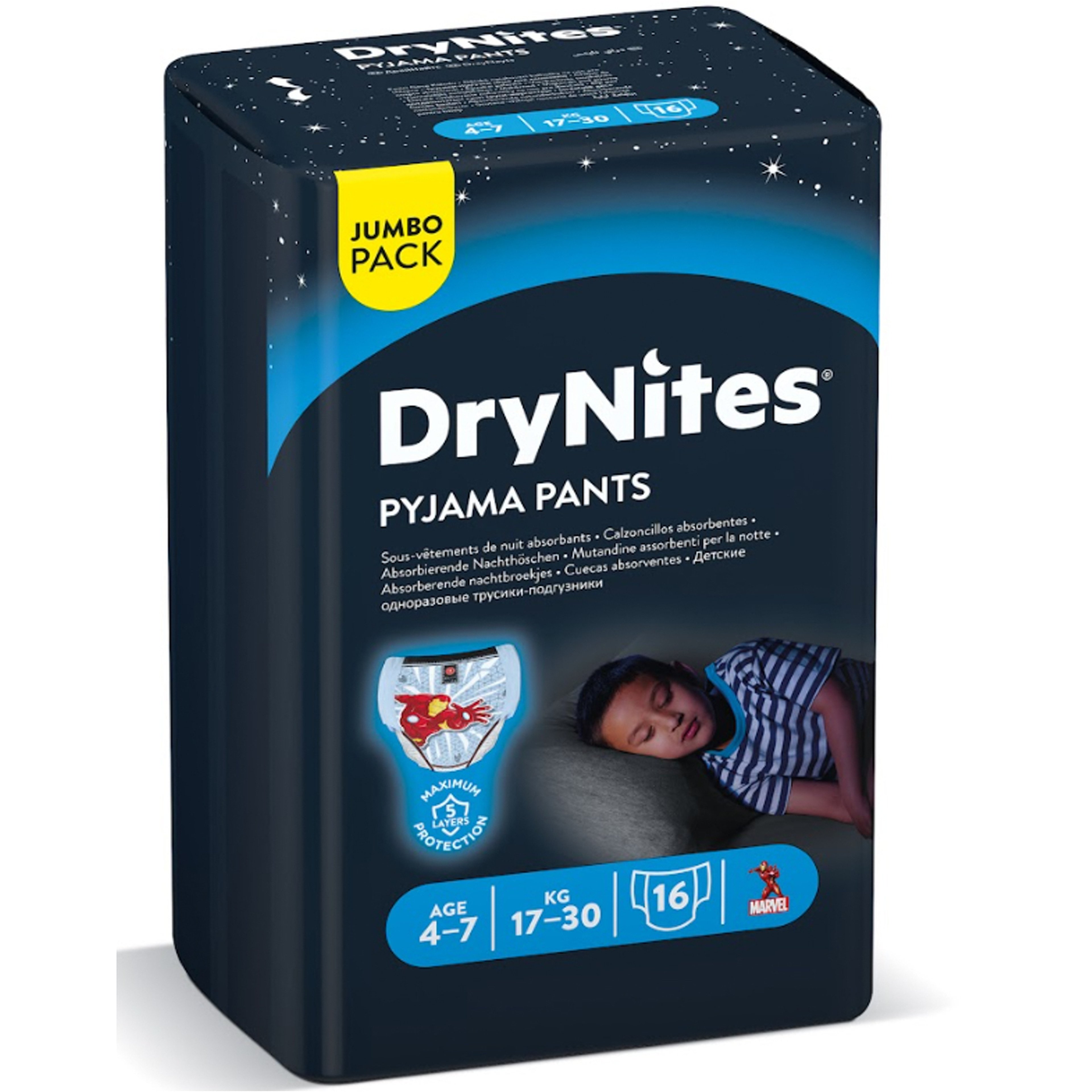 Huggies Drynites 4-7 Y Jumbo Boy 16 piece