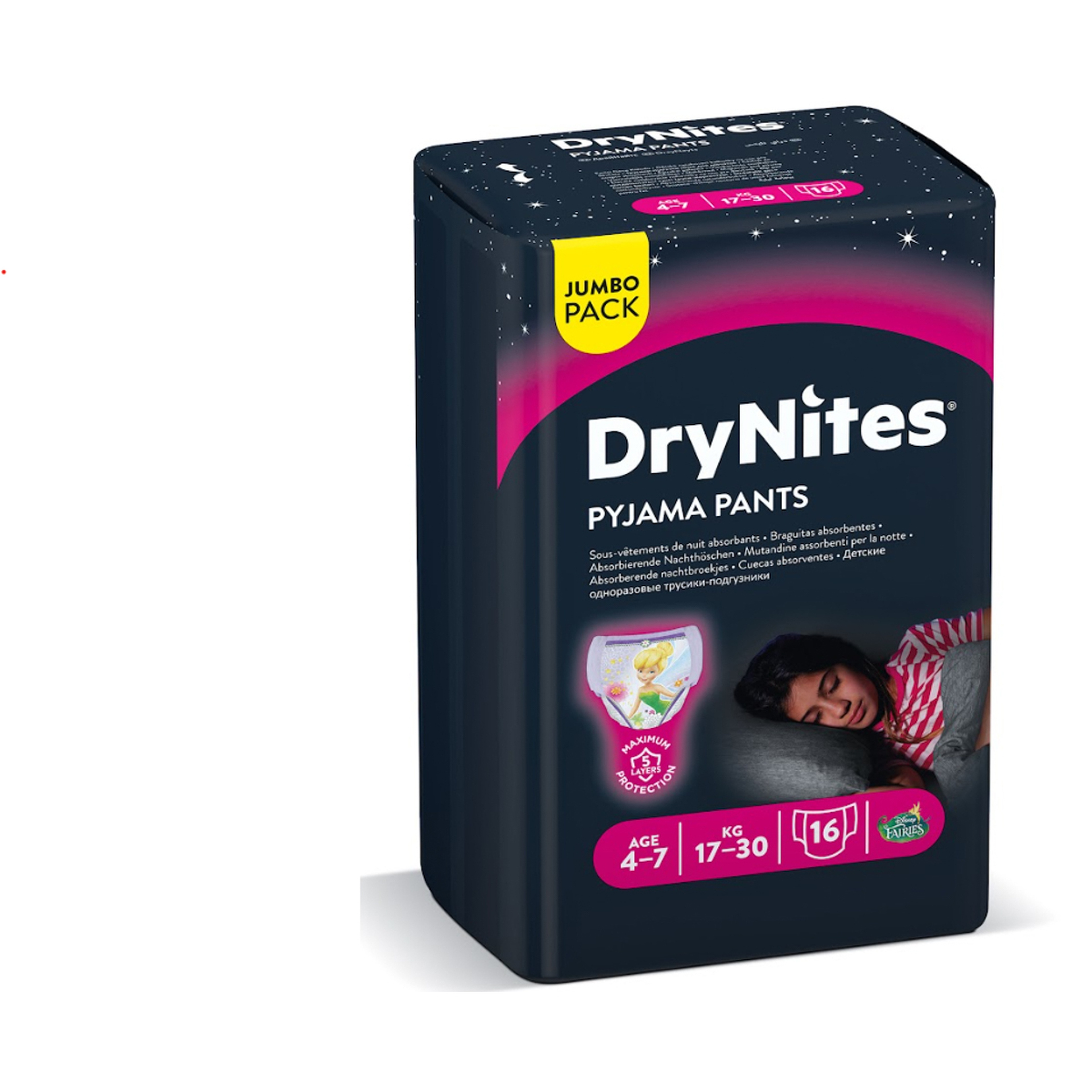 Huggies Drynites 4-7 Y Jumbo Grl 16 piece