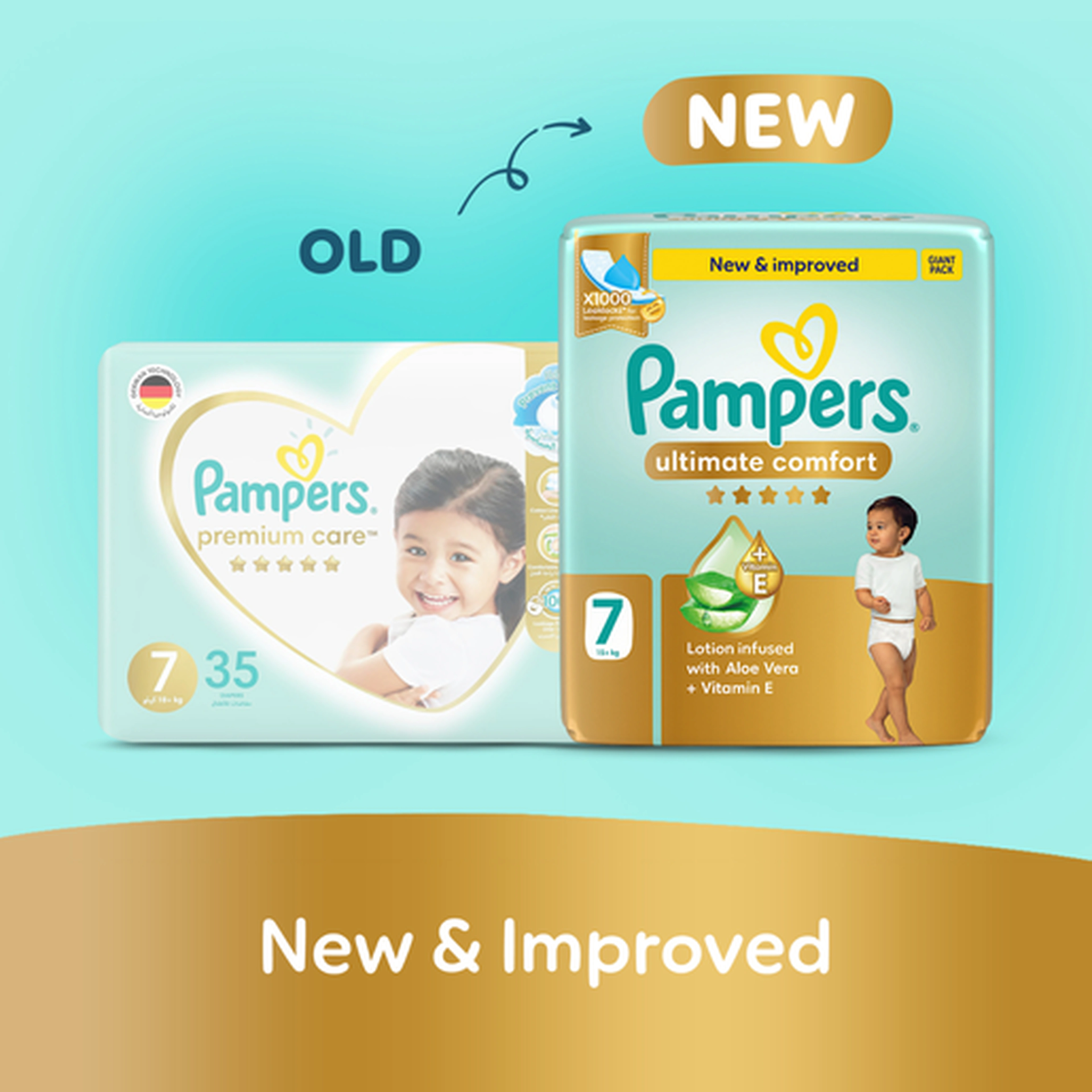 Pampers Ultimate Comfort Taped Diapers, Size 7 (15+Kg)