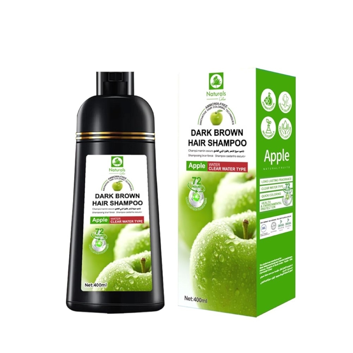 YUSEEK Cream Shampoo Dark Brown 350g×2 Majica Green Apple Hair Color Shampoo Dark Brown 420Ml | Whites