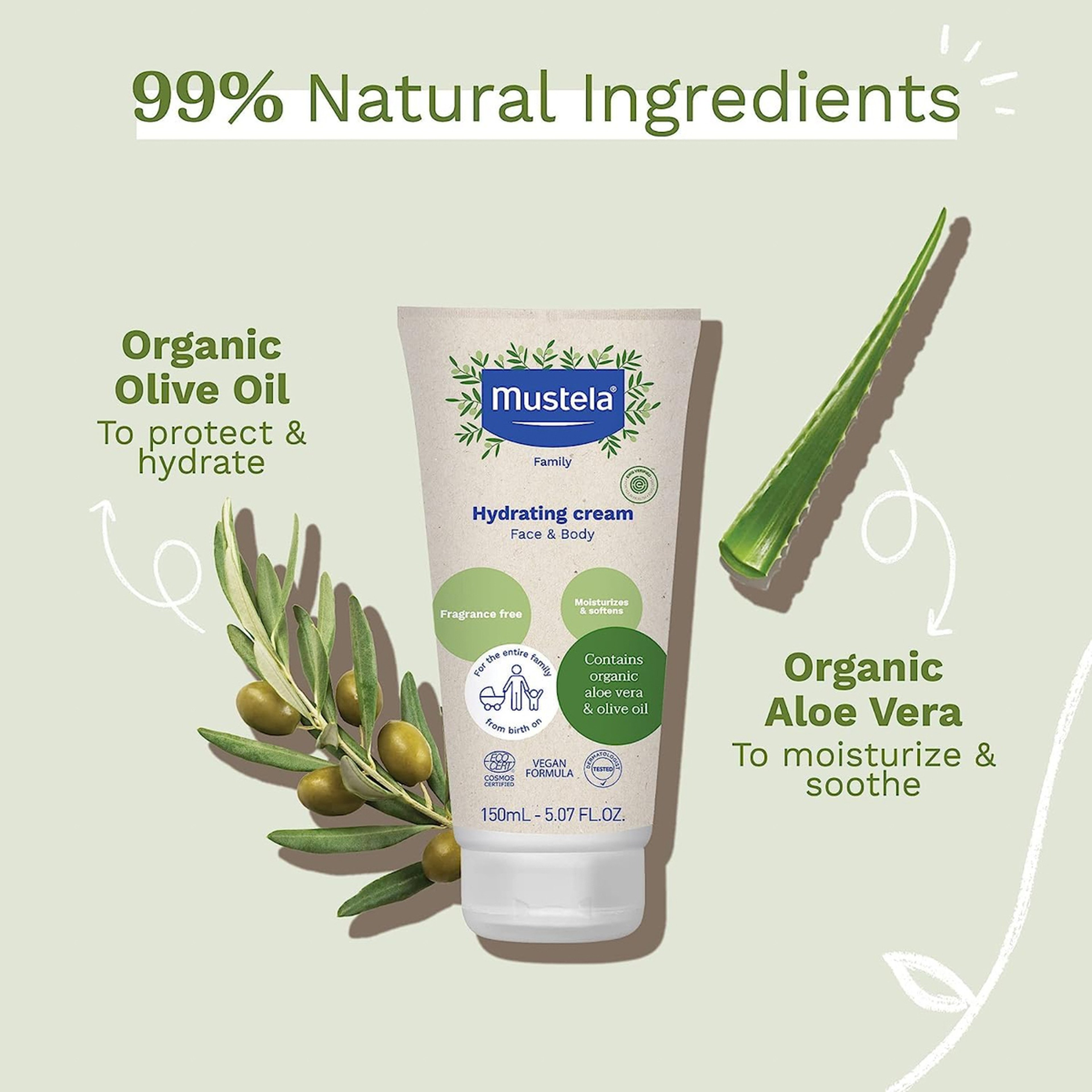 Mustela Organic Hydrating cream 150ML