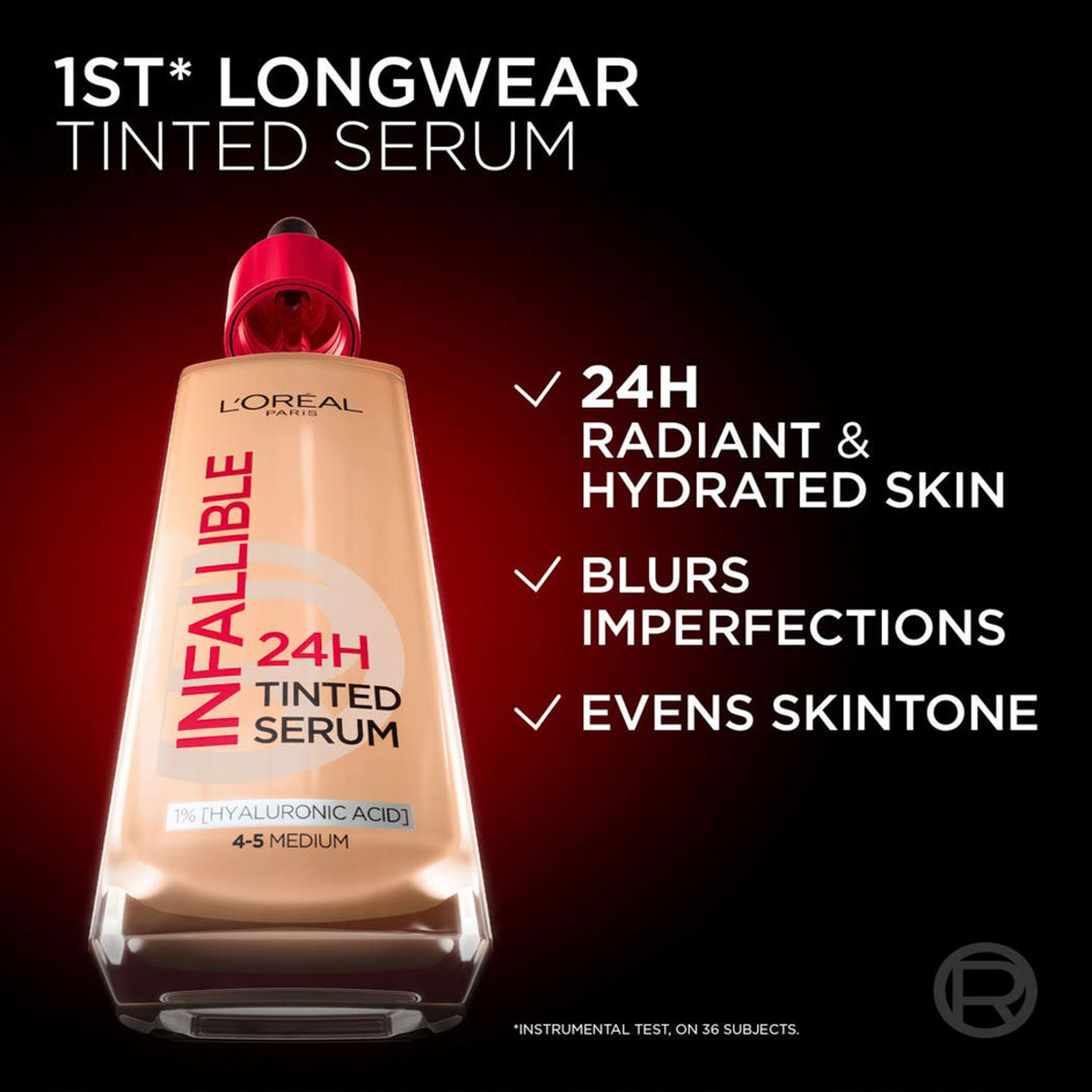 L'Oreal Paris 24H Infallible Tinted Serum - Medium 4-5
