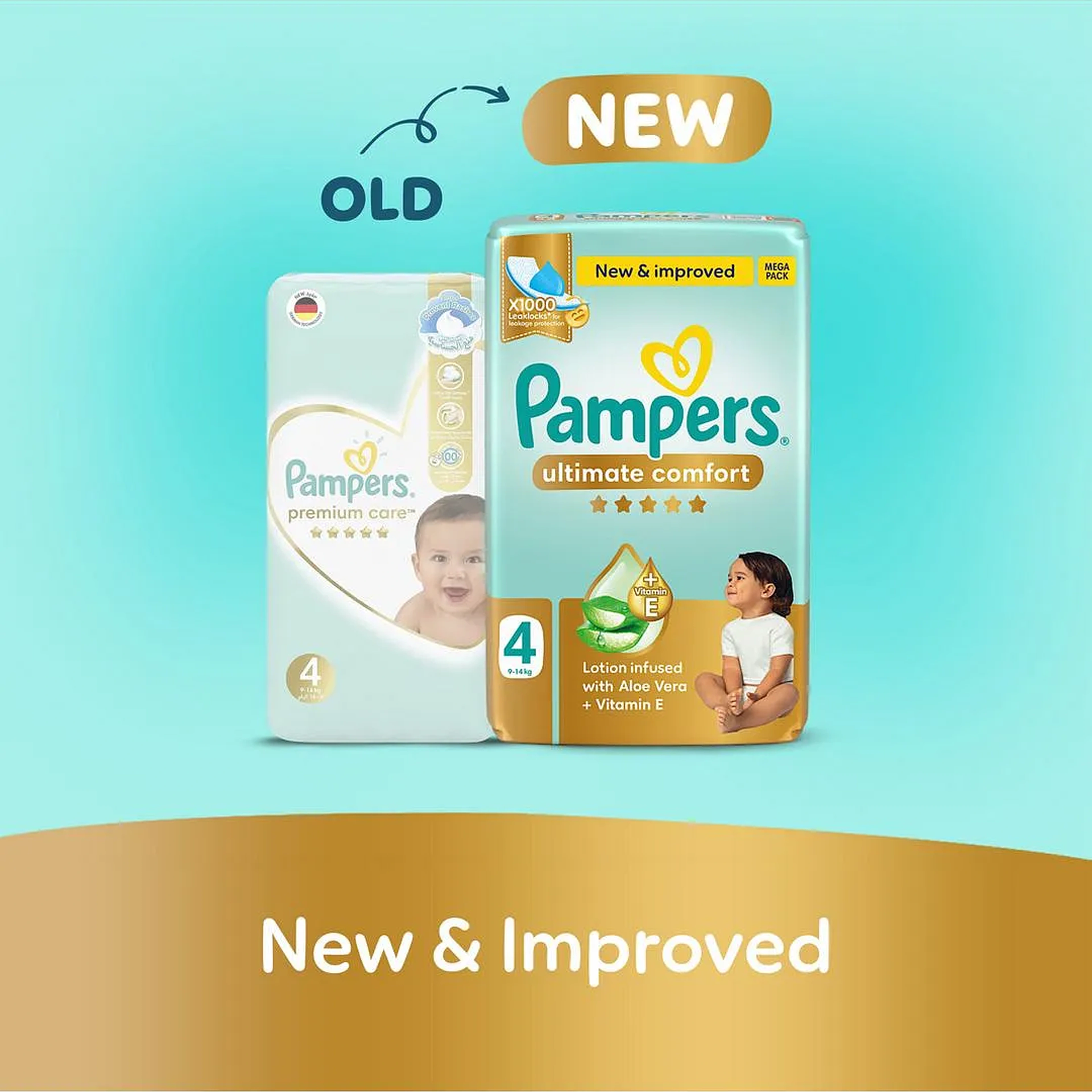 Pampers Ultimate Comfort Taped Diapers, Size 4 (9-14Kg)