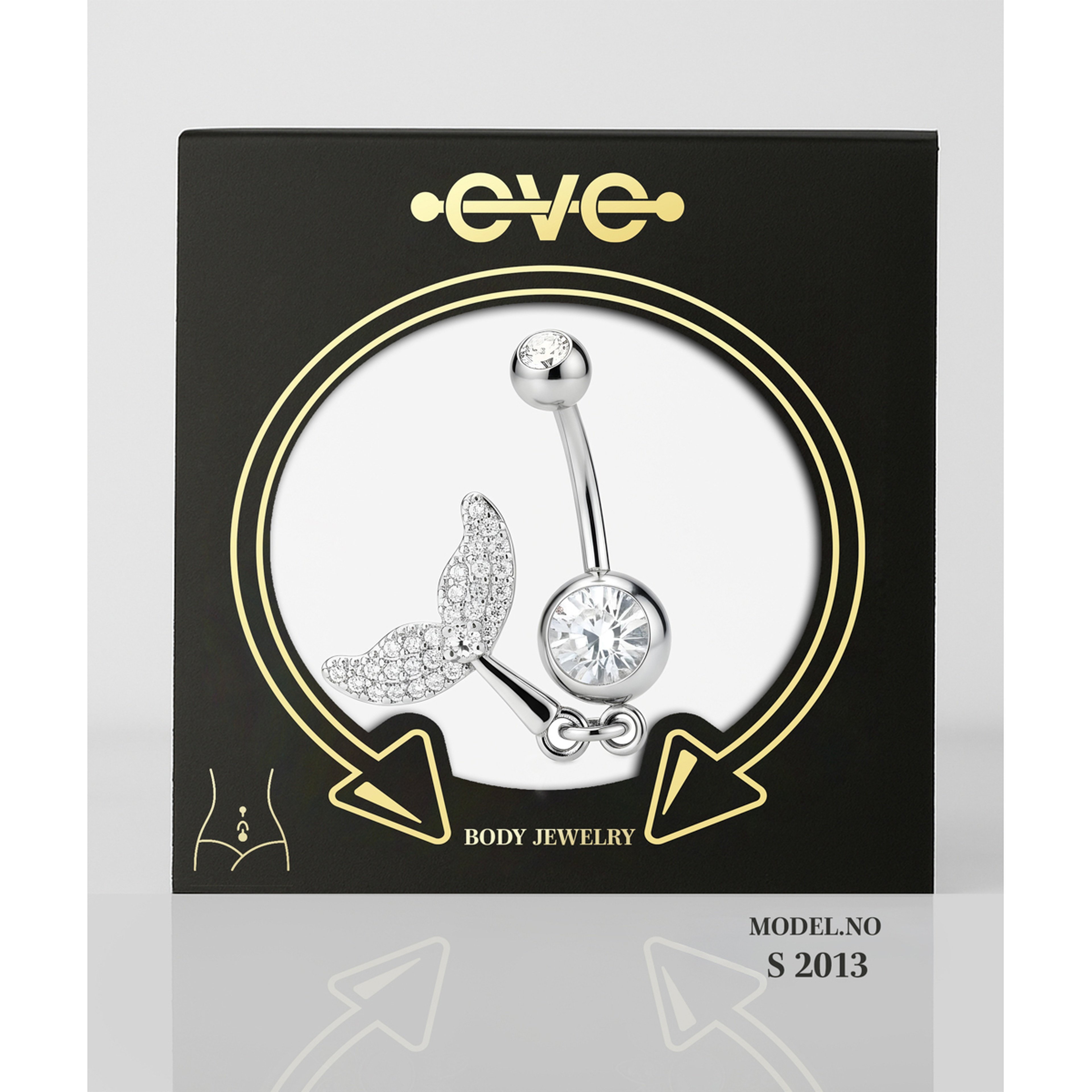 إيف حلق بيرسينغ للأذن - فضي مجموعة أحجار E012