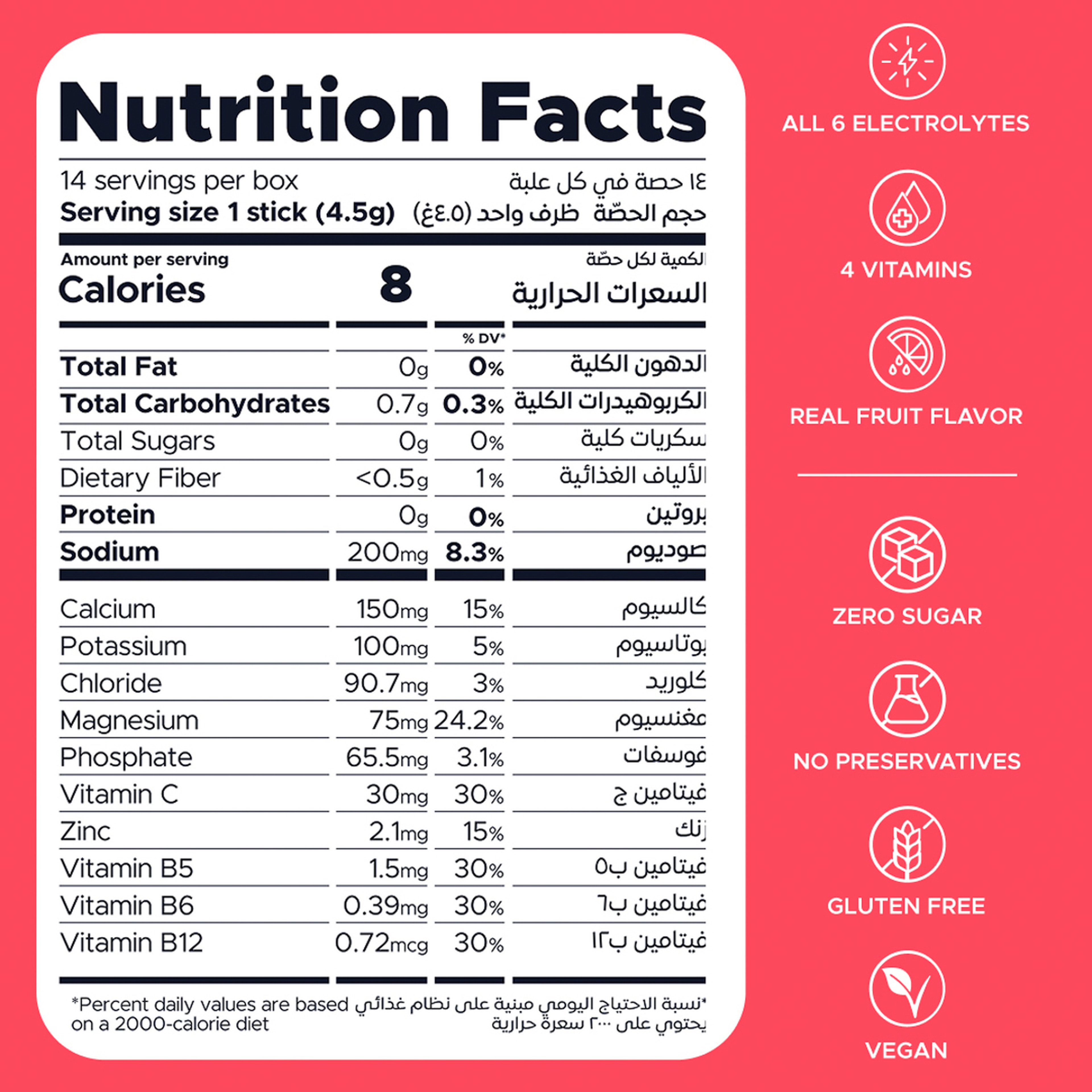 Oneshot Hibiscus Dream, Powder Drink Mix with Vitamins and Zinc, Hibiscus Flavor, 14 Sachets