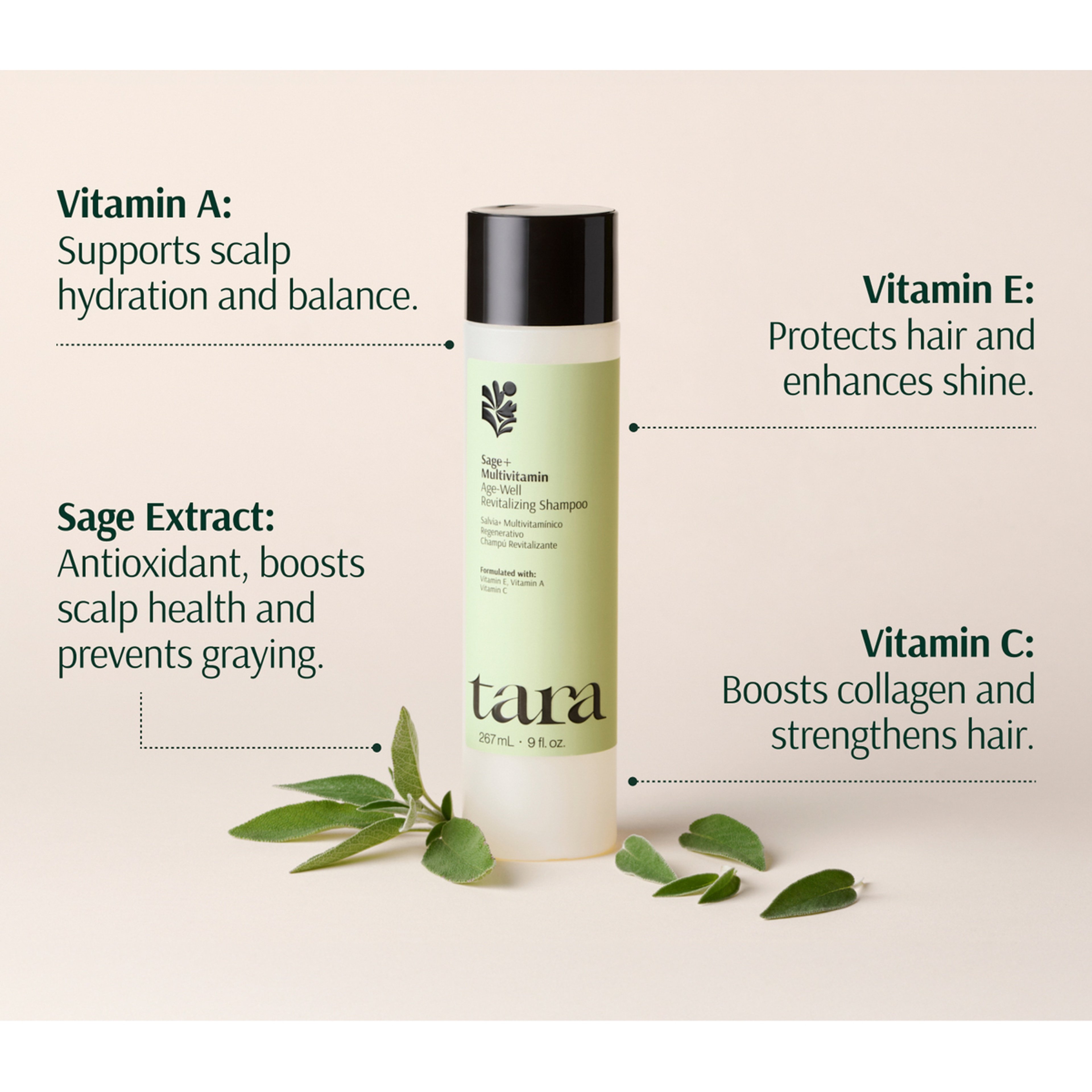 Tara SAGE MULTIVITAMIN AGE WELL REVITALIZING SHAMPOO 267 ML