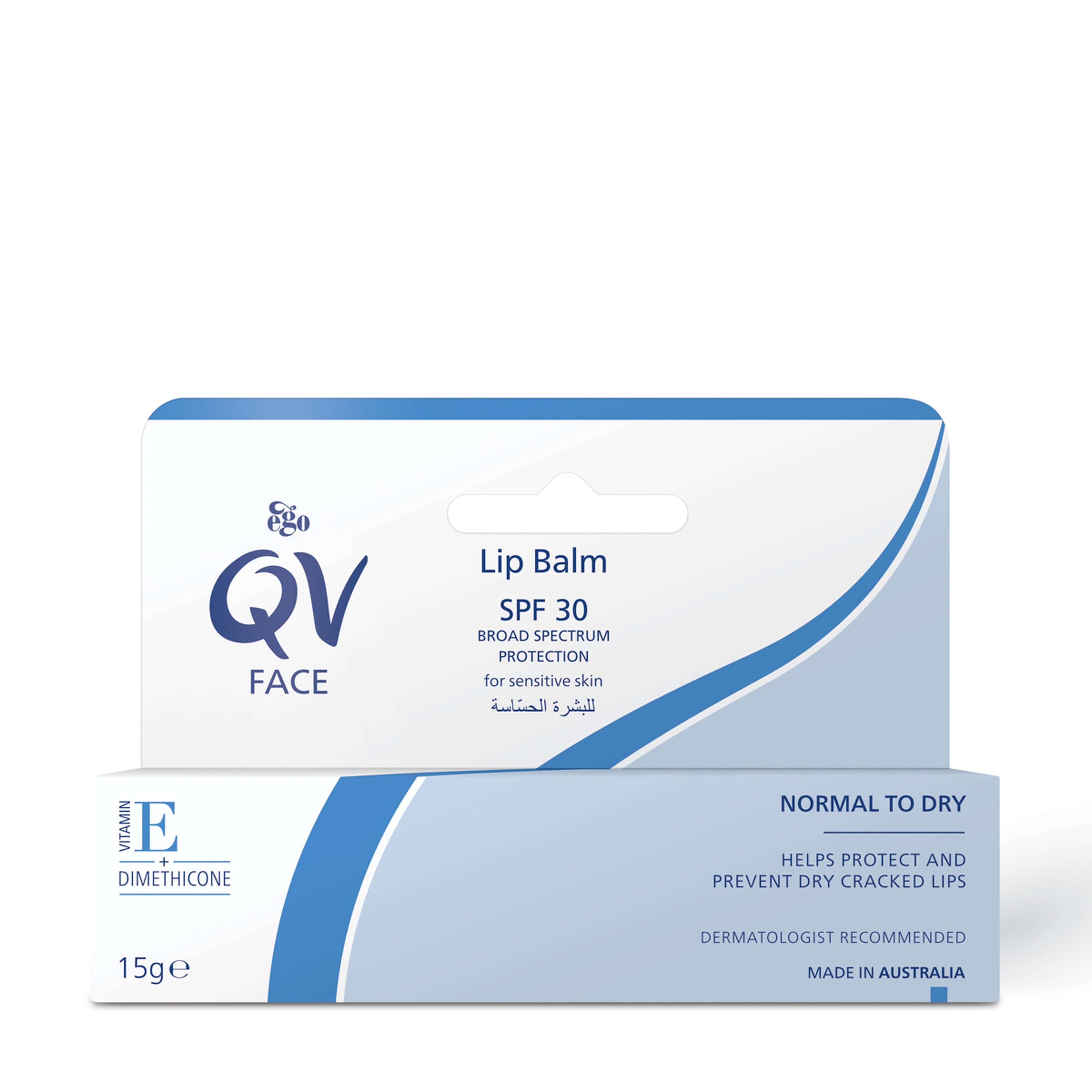 Qv, Face, Lip Balm Spf 30, For Sensitive Skin - 15 Gm