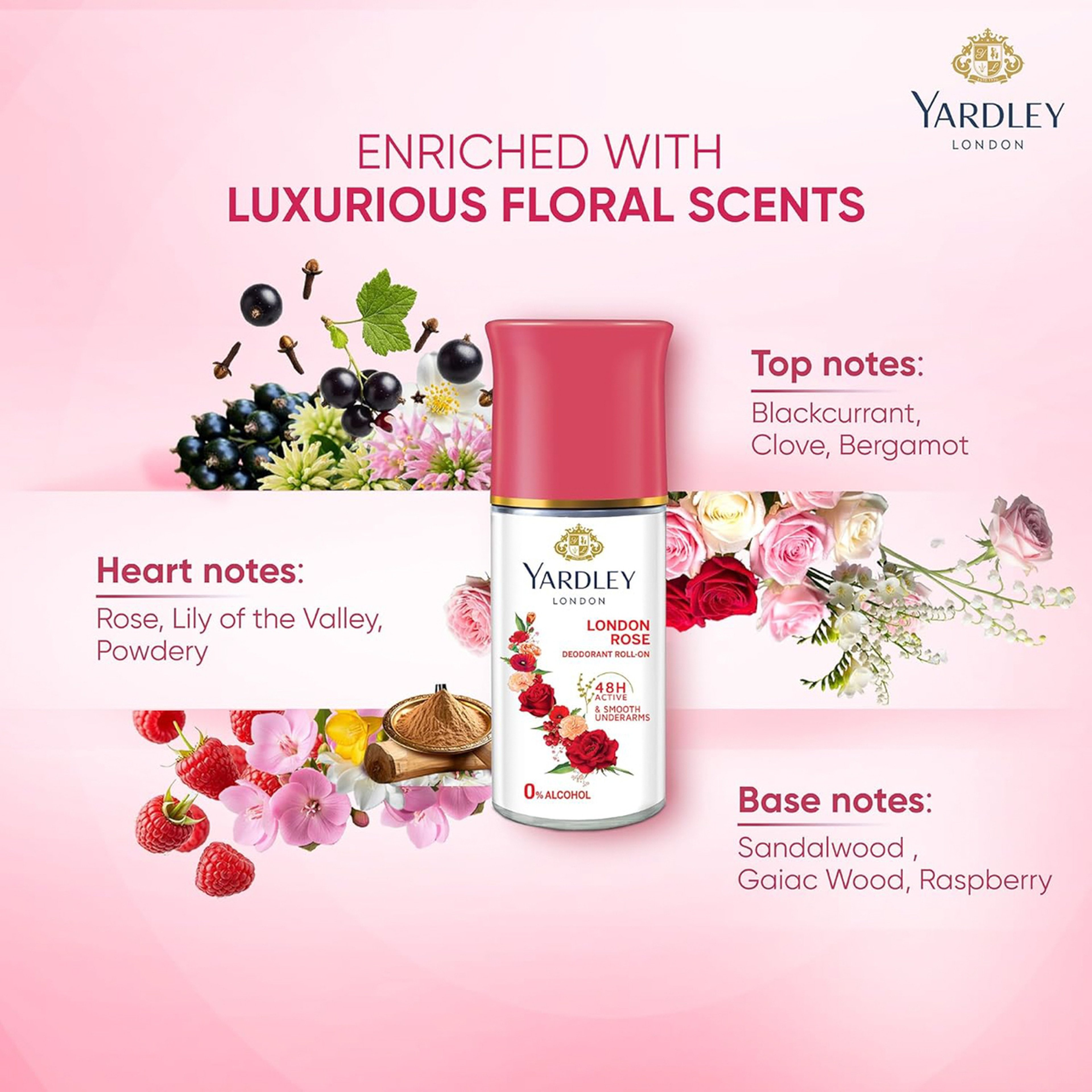 YARDLEY  ROLL ON   LONDON ROSE  50 ml